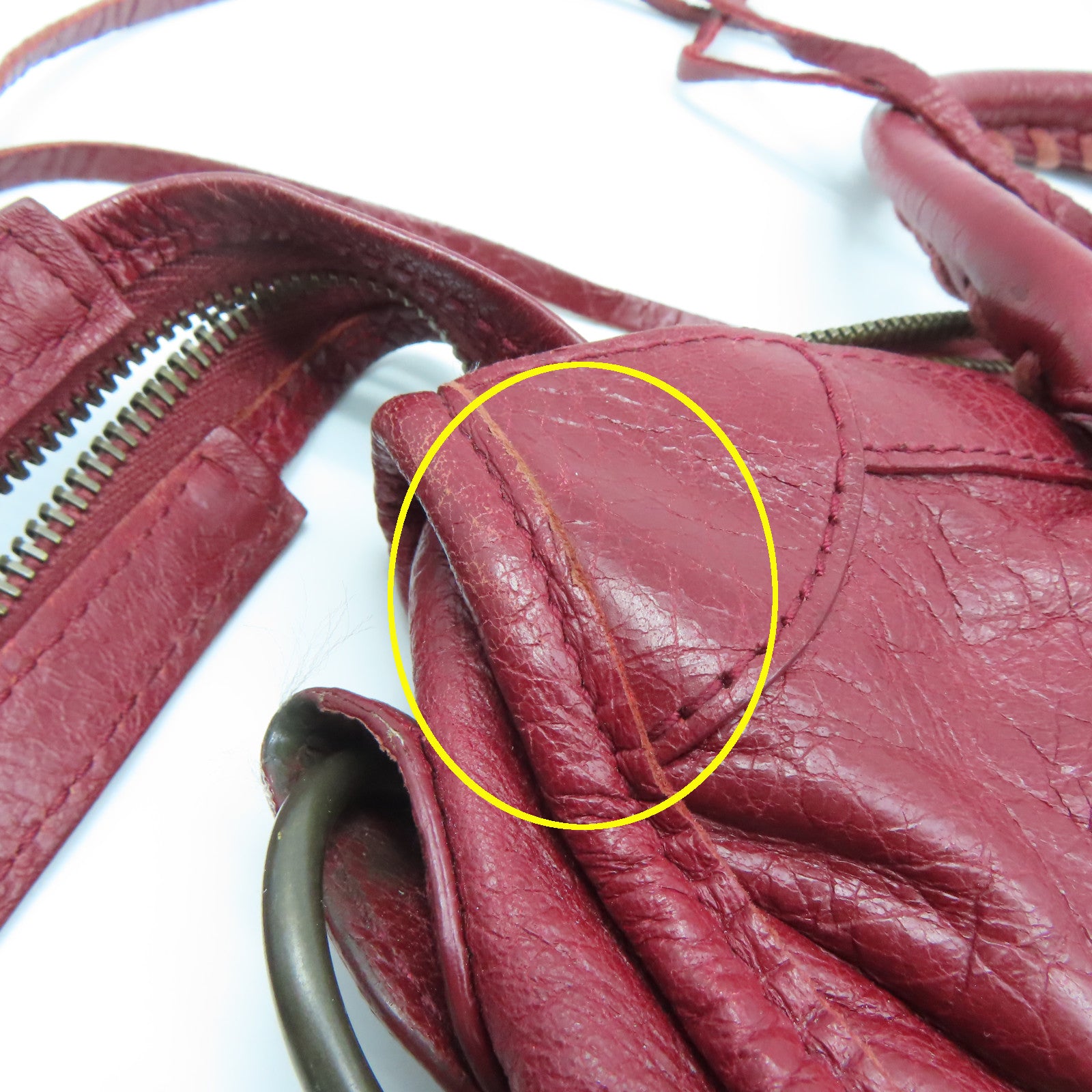 BALENCIAGA 牛皮皮革Mini City手挽肩背兩用袋紅色