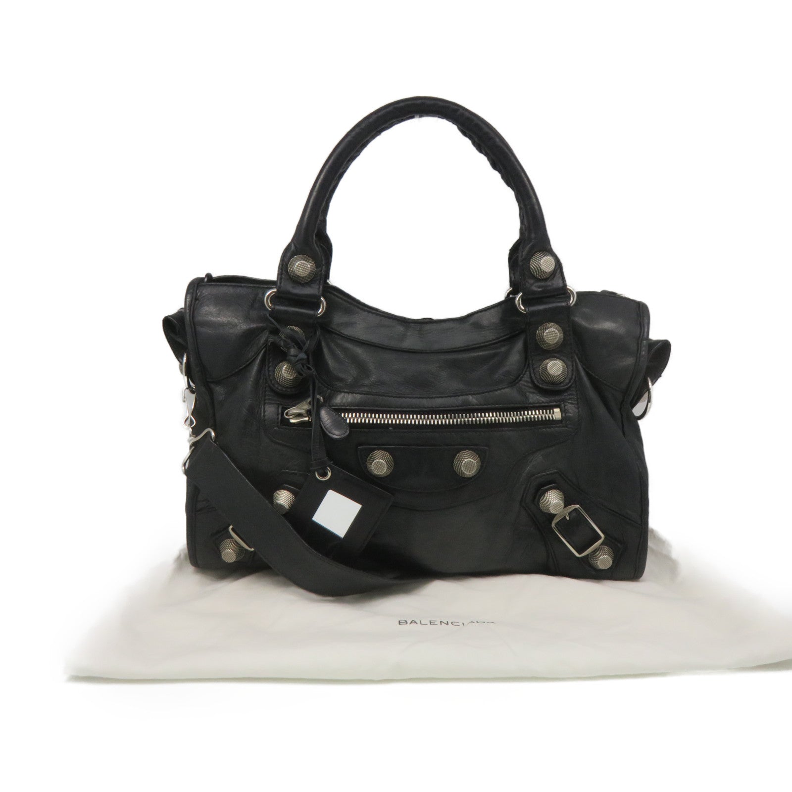 BALENCIAGA 牛皮皮革Giant City 2Way Shoulder Bag手挽肩背两用袋黑色