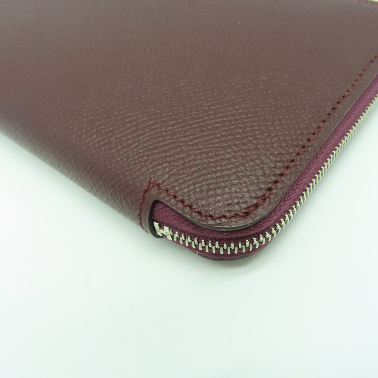 HERMES Epsom皮革Silkin Long Wallet銀扣長錢包愛馬仕紅色