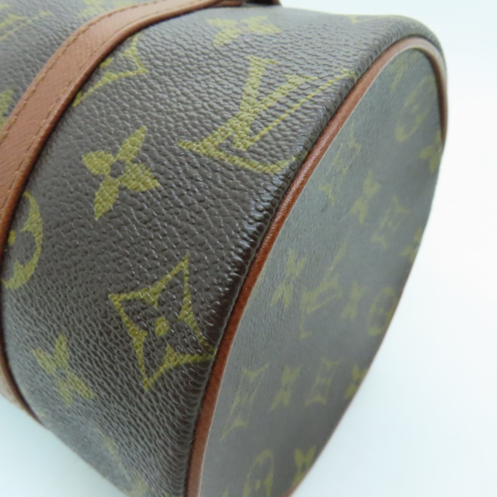 LOUIS VUITTON Monogram Papillon PM Gold Buckle Handle Bag Brown