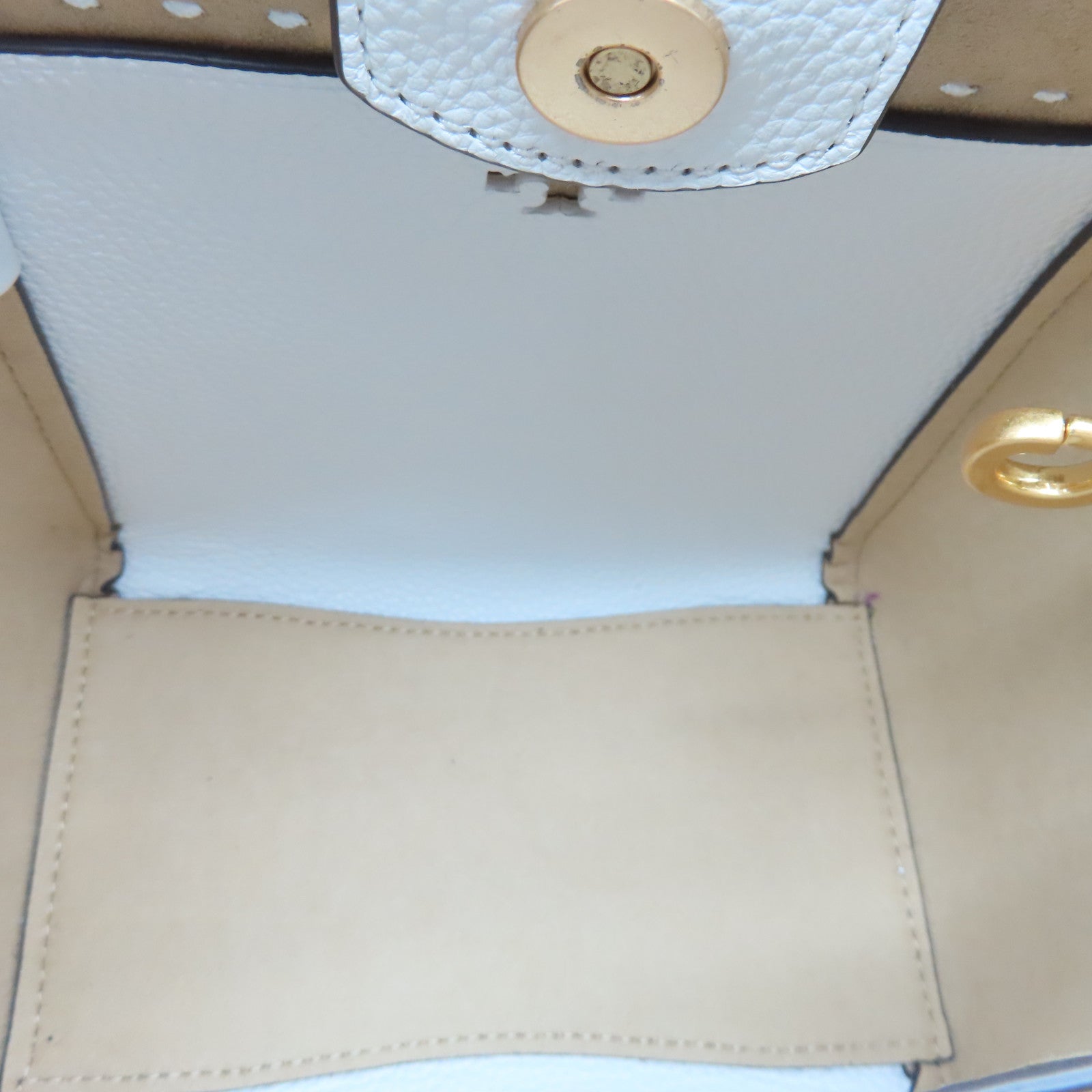 Tory Burch 牛皮皮革2 Way Shoulder金扣手挽肩背兩用袋白色