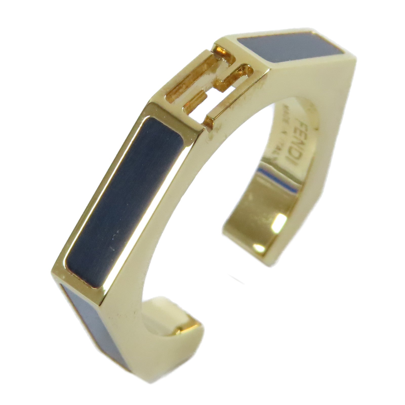 FENDI 金屬Ring戒指金色/黑色US#7.25