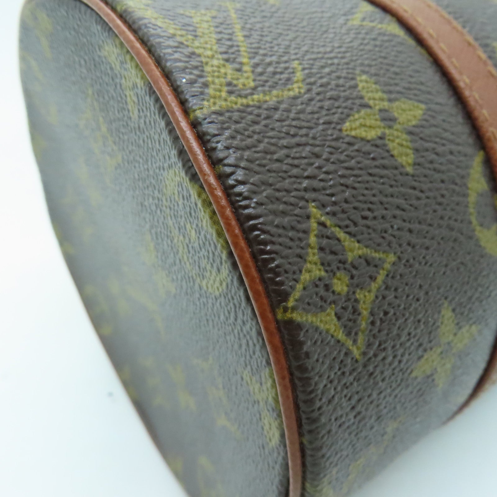 LOUIS VUITTON Monogram Papillon PM Gold Buckle Handle Bag Brown