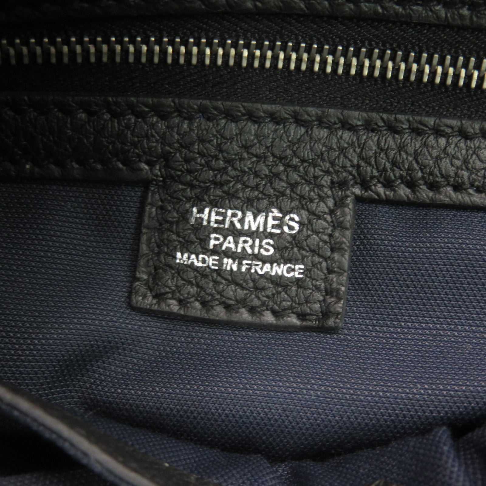 HERMES Evergrain Leather Citynews Briefcase Silver Buckle Shoulder Bag Noir Black