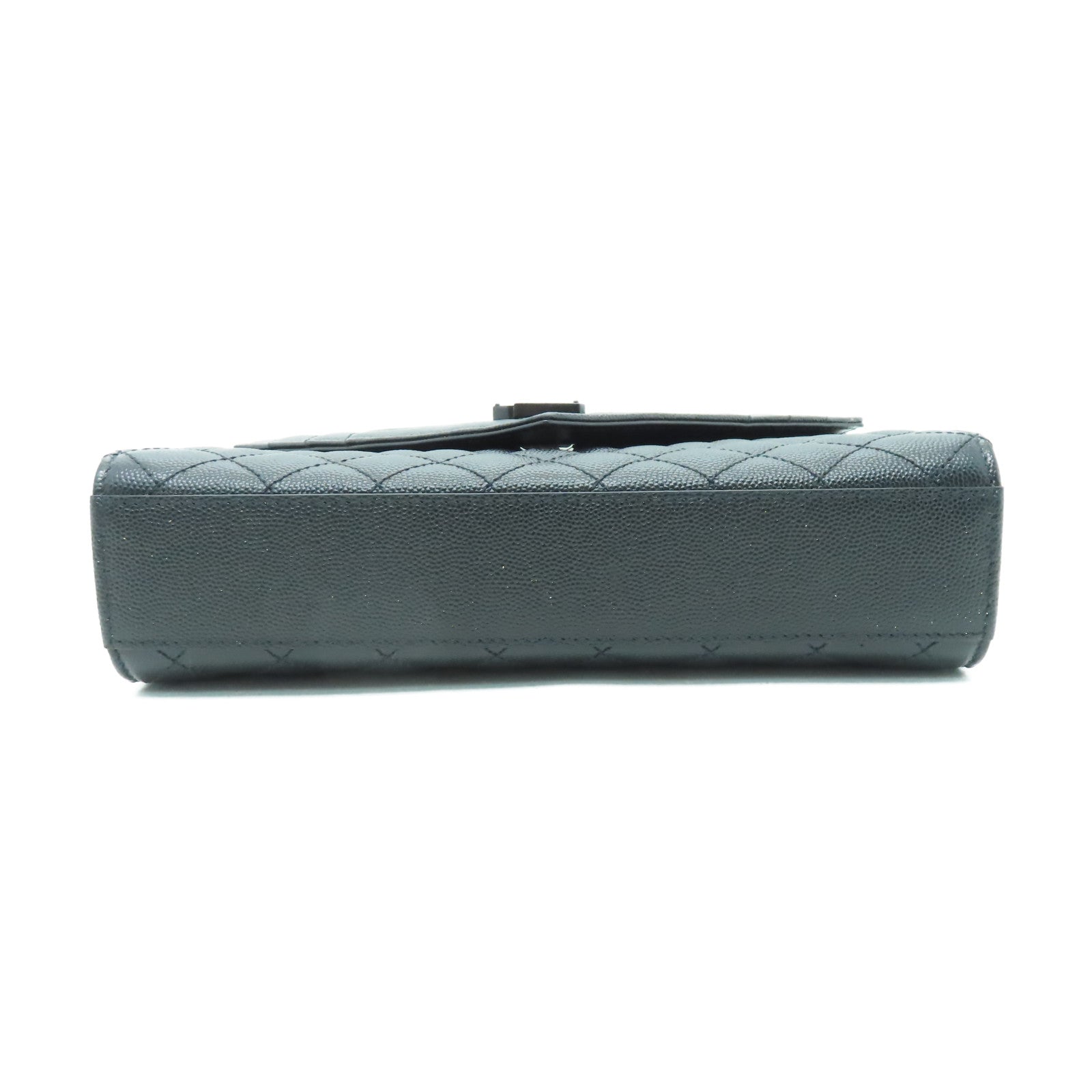YVES SAINT LAURENT 牛皮皮革Envelope Flap Bag Medium黑扣鏈帶肩背袋黑色