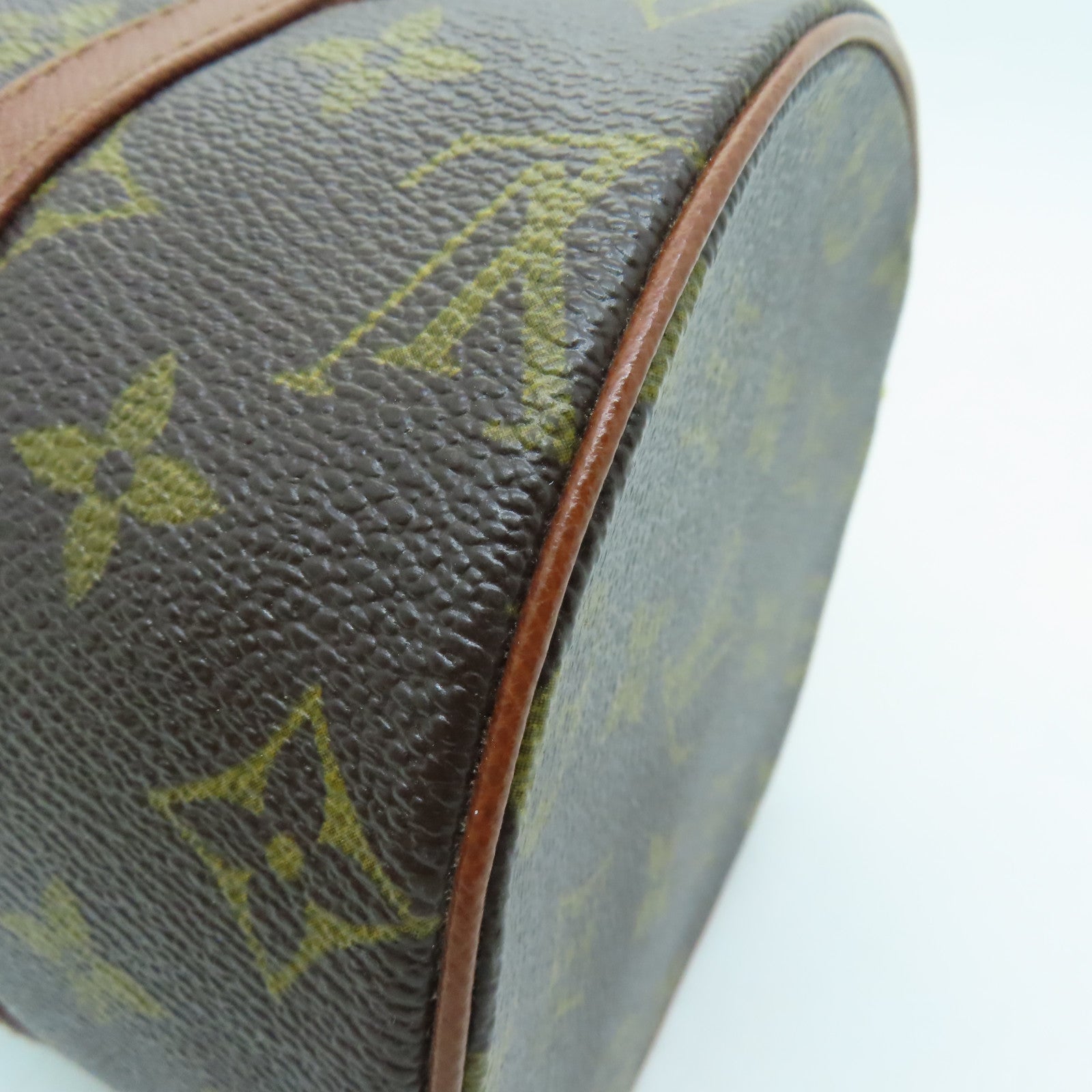 LOUIS VUITTON Monogram Papillon PM Gold Buckle Handle Bag Brown