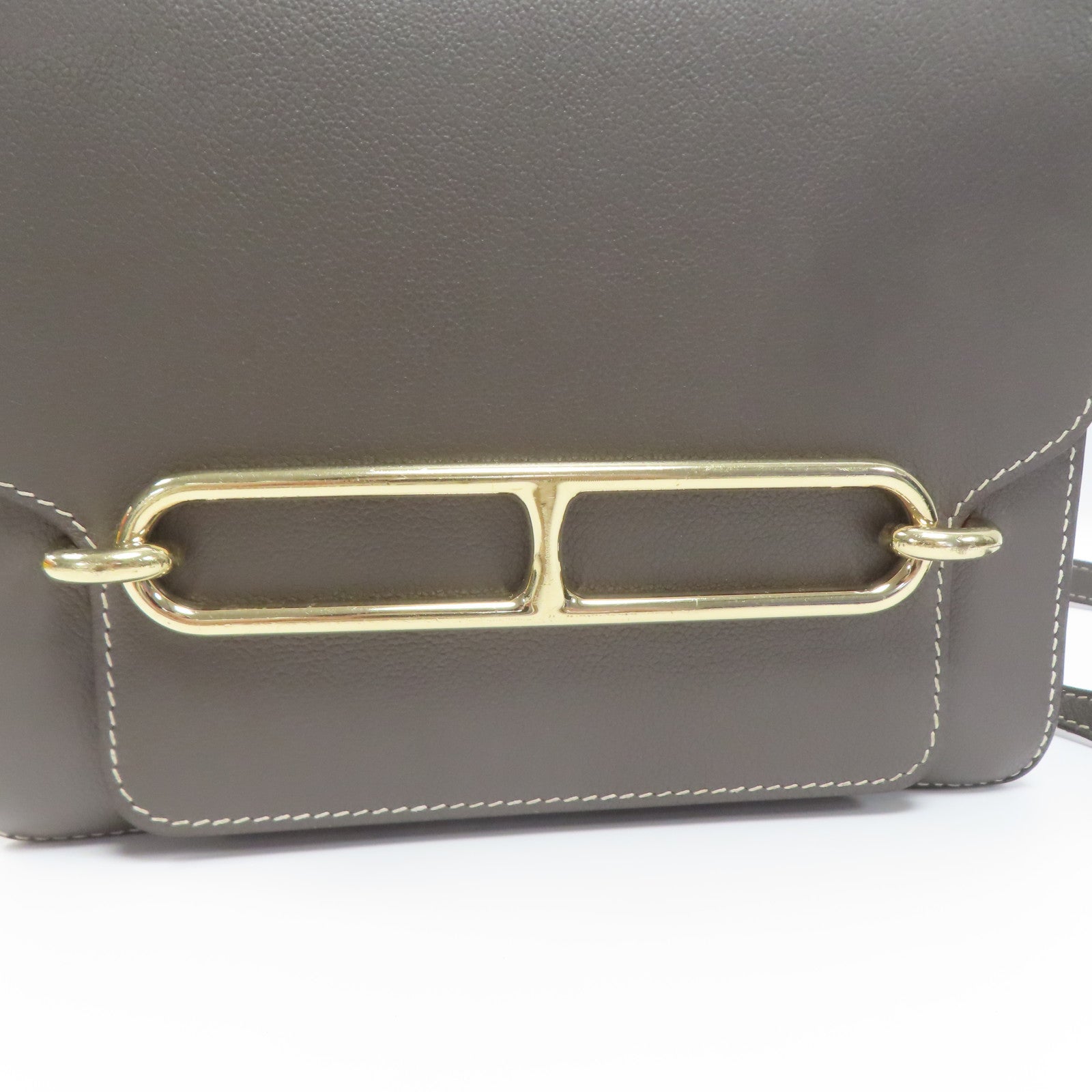 HERMES Evercolor皮革Roulis 23金扣肩背袋錫灰色
