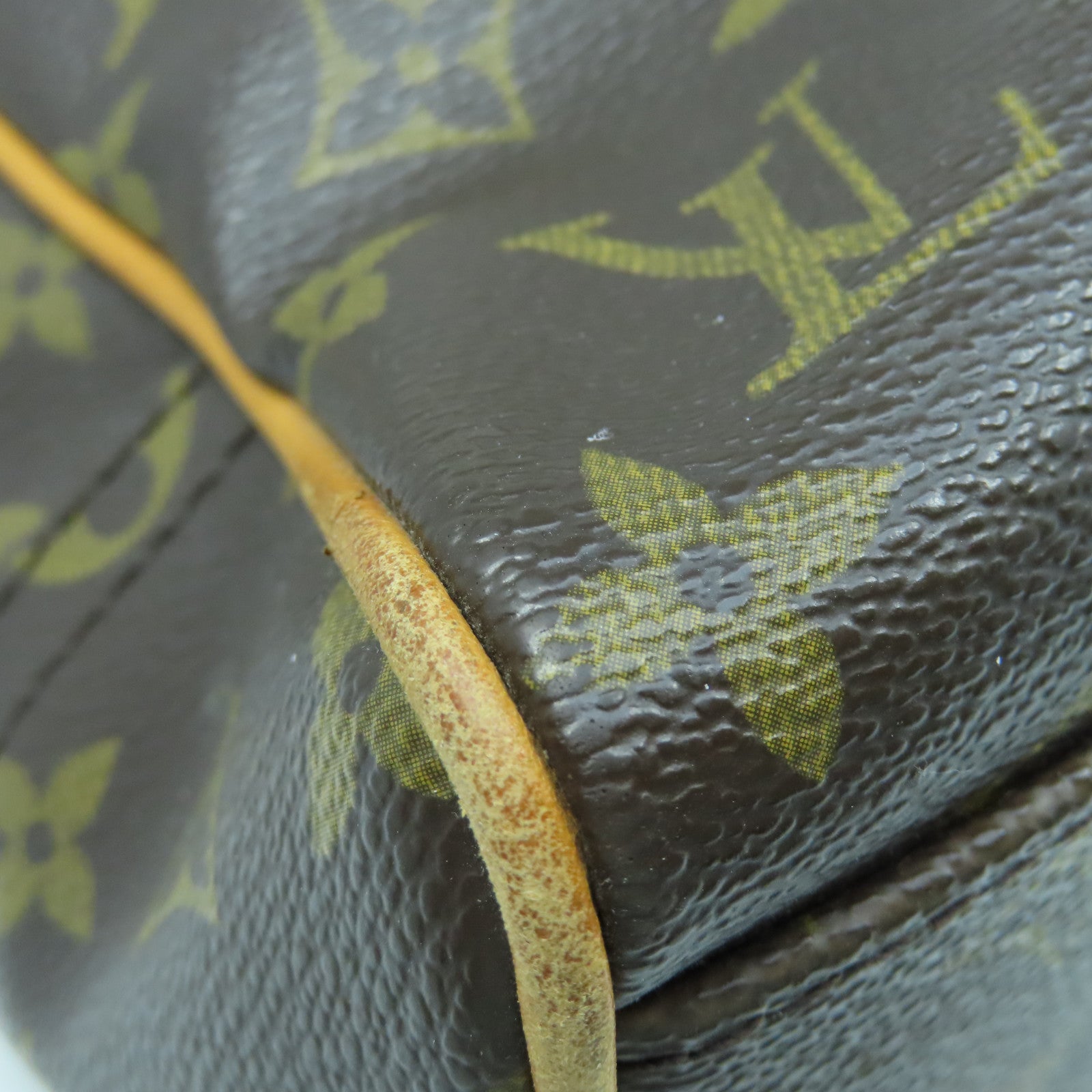 LOUIS VUITTON Monogram Manhattan GM gold buckle handle bag brown
