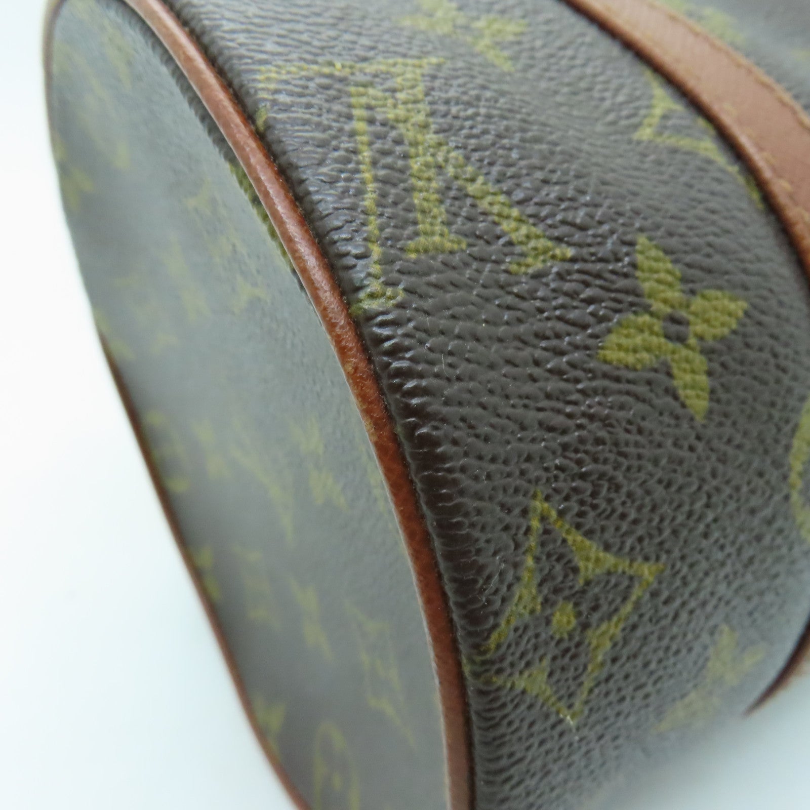 LOUIS VUITTON Monogram Papillon PM Gold Buckle Handle Bag Brown