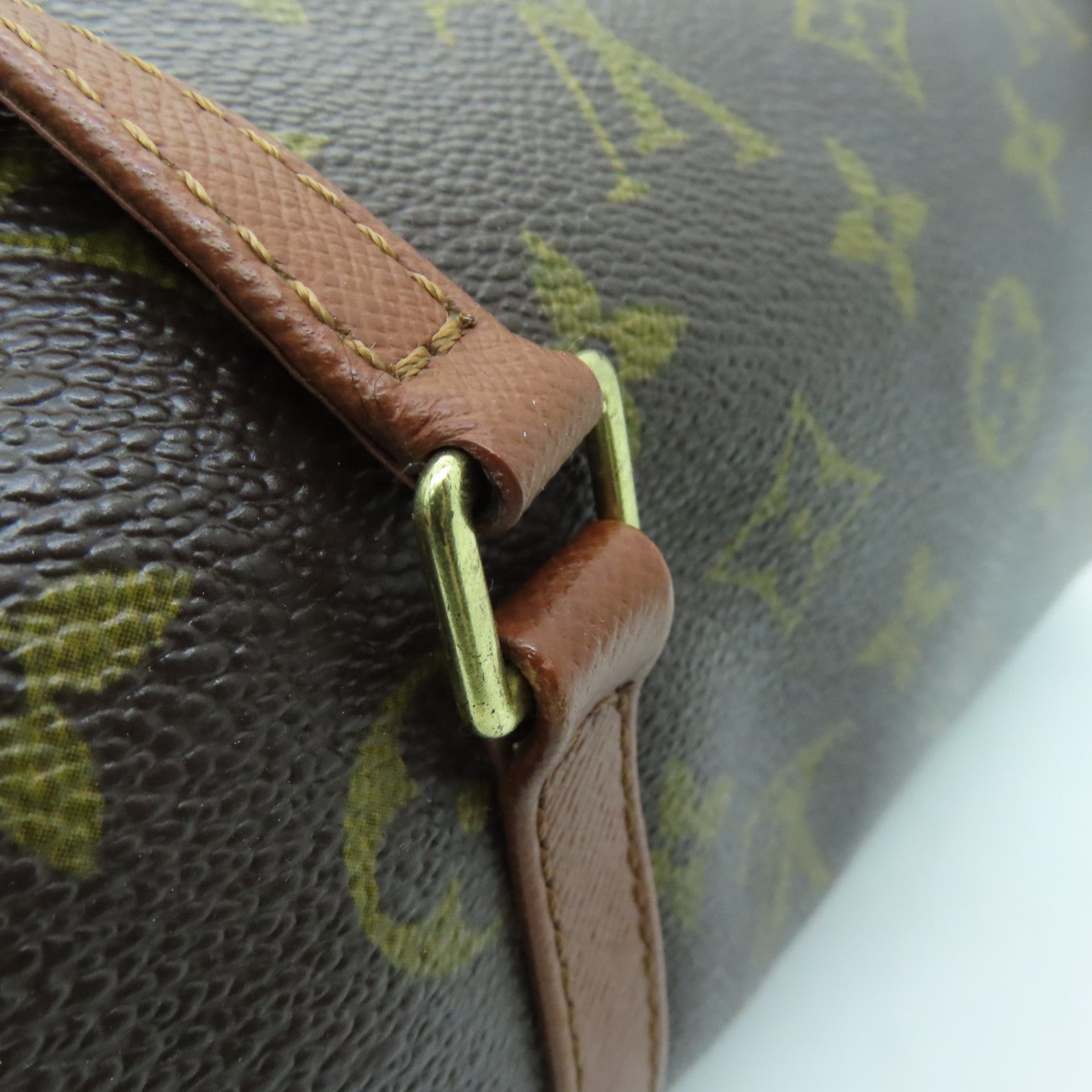 LOUIS VUITTON Monogram Papillon PM Gold Buckle Handle Bag Brown