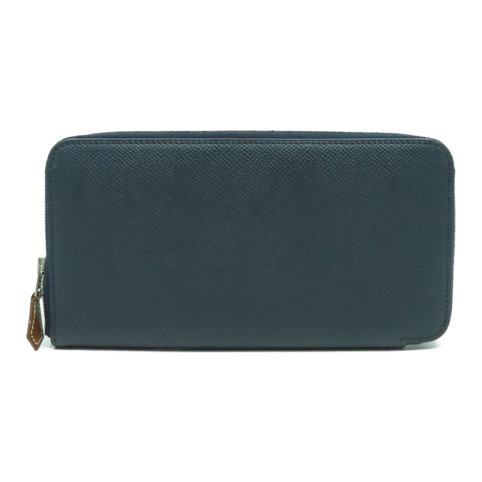 HERMES Epsom皮革Silkin Long Wallet銀扣長錢包Bleu Nuit午夜藍色