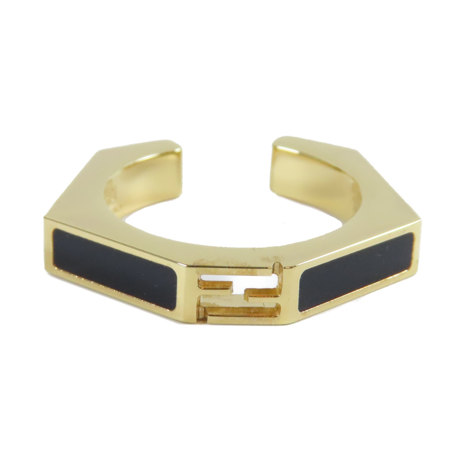 FENDI 金屬Ring戒指金色/黑色US#7.25
