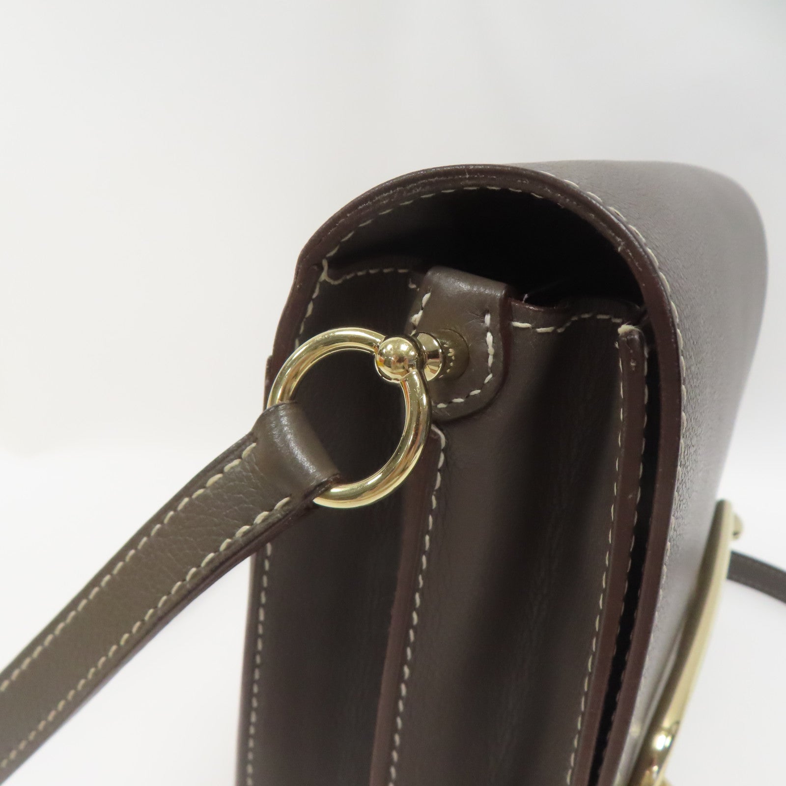 HERMES Evercolor皮革Roulis 23金扣肩背袋錫灰色