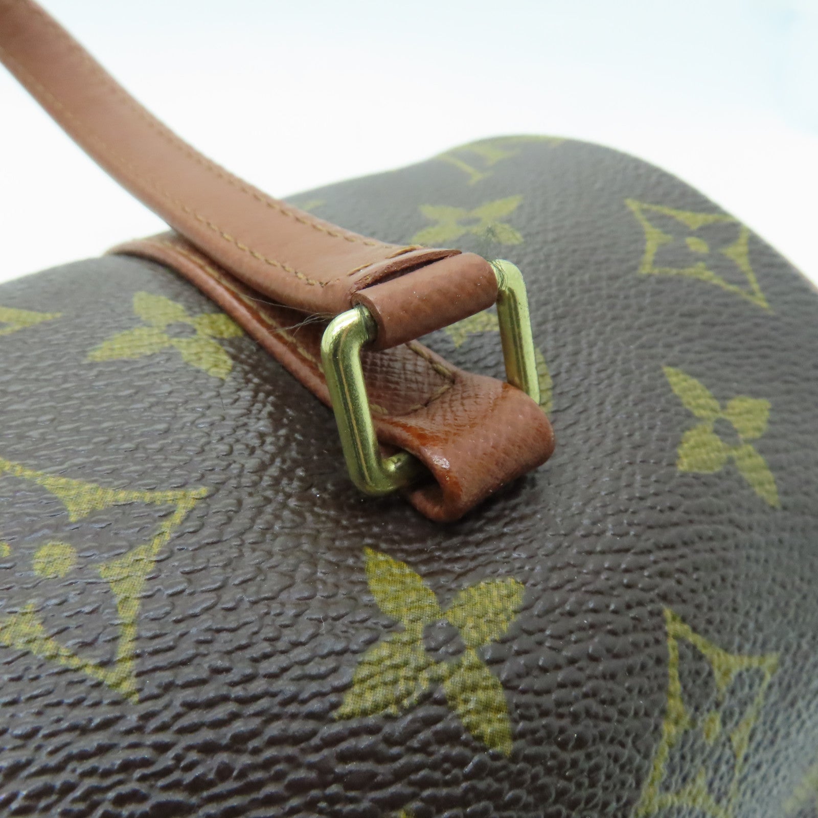 LOUIS VUITTON Monogram Papillon PM Gold Buckle Handle Bag Brown