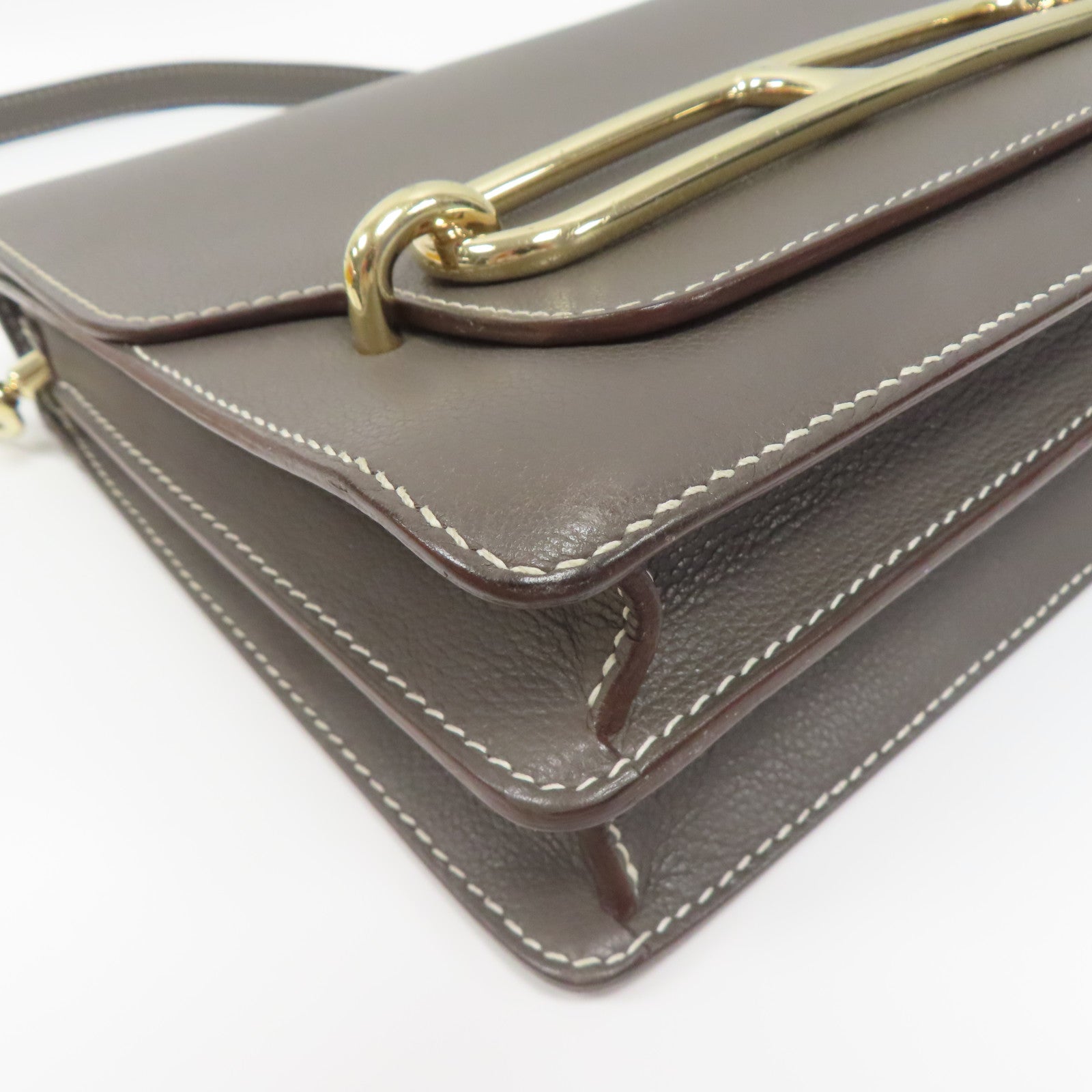 HERMES Evercolor皮革Roulis 23金扣肩背袋錫灰色