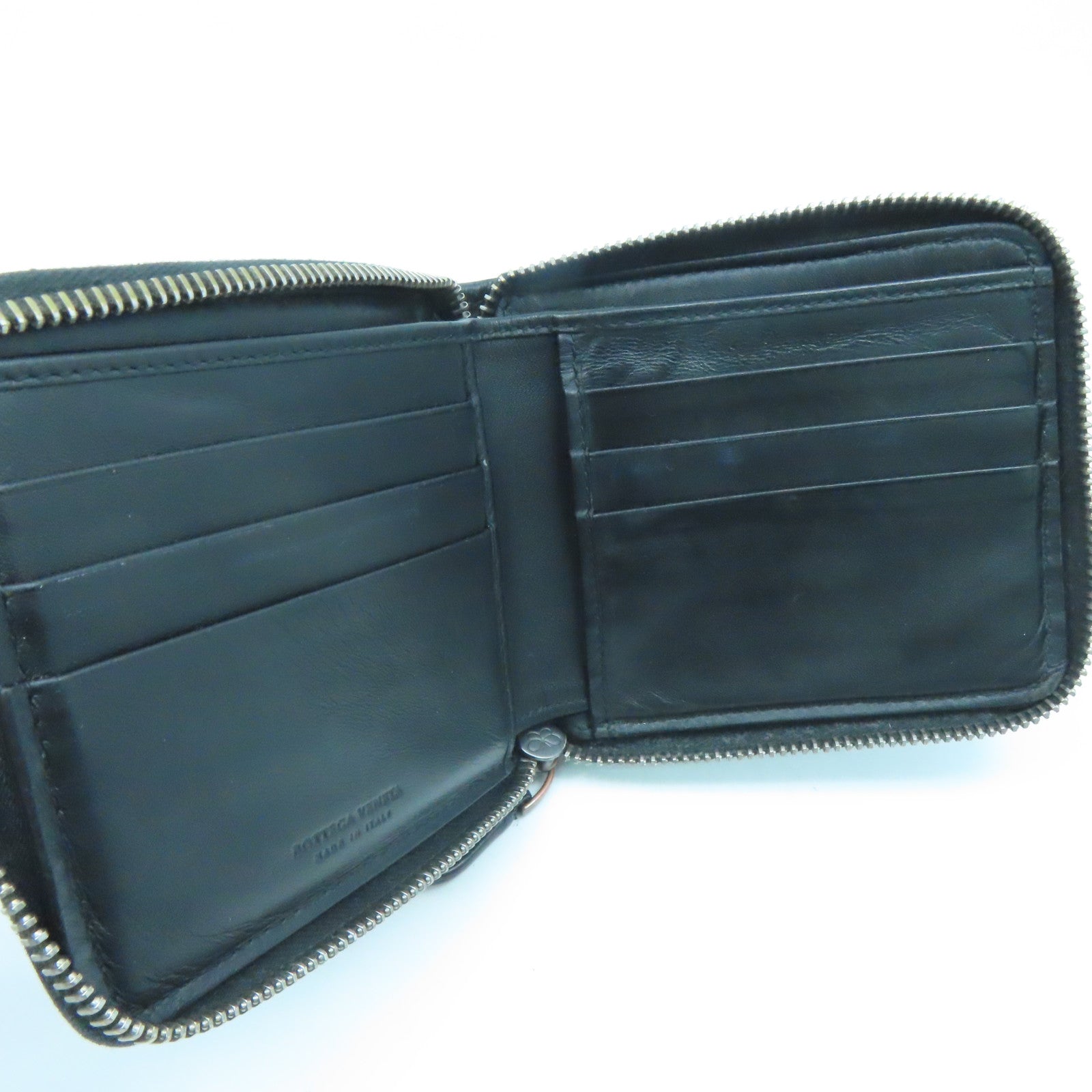 BOTTEGA VENETA 織紋皮革Zipper Wallet金扣錢包黑色