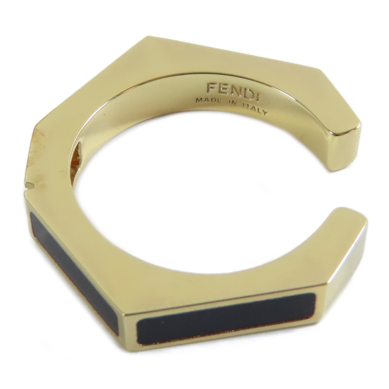 FENDI 金屬Ring戒指金色/黑色US#7.25