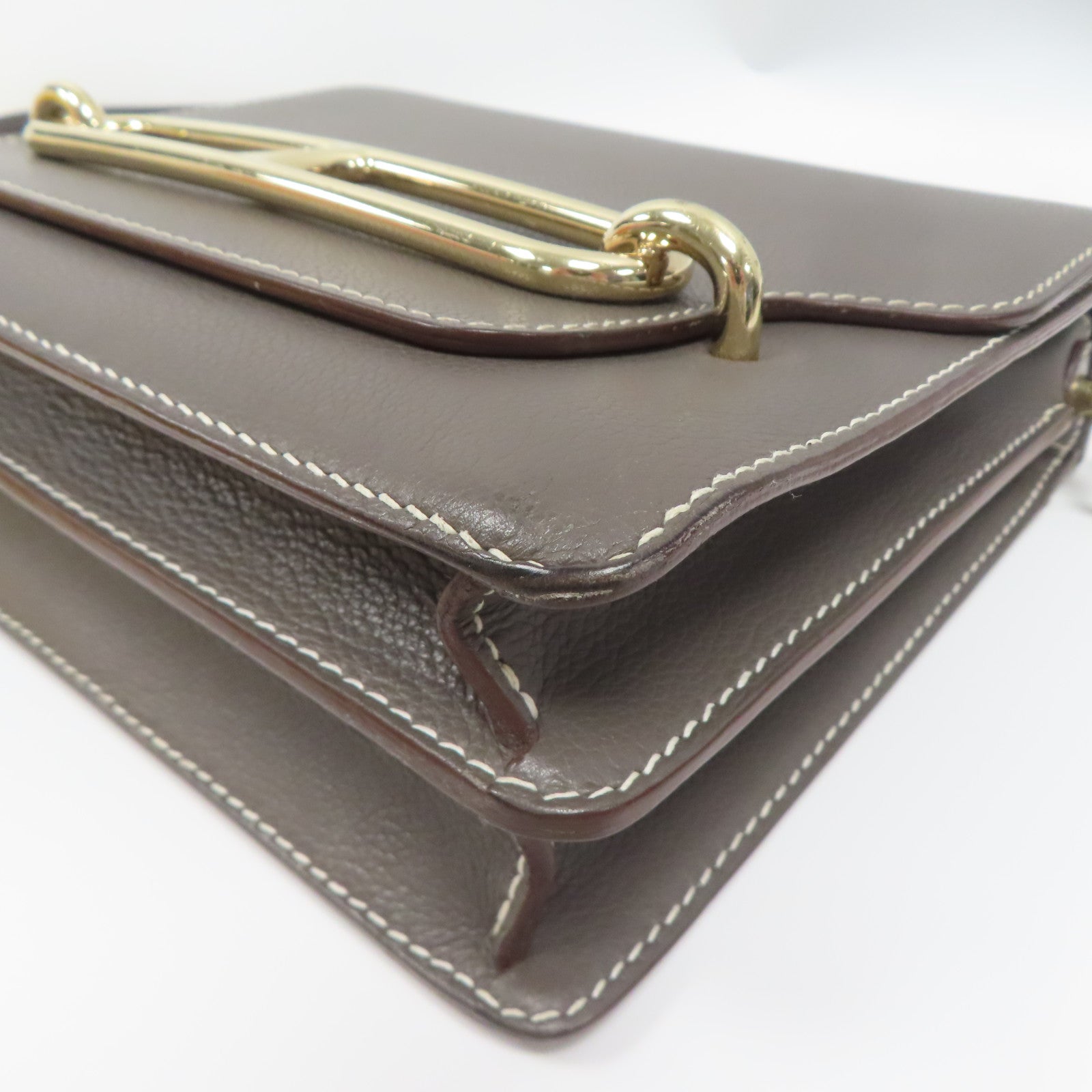 HERMES Evercolor皮革Roulis 23金扣肩背袋錫灰色