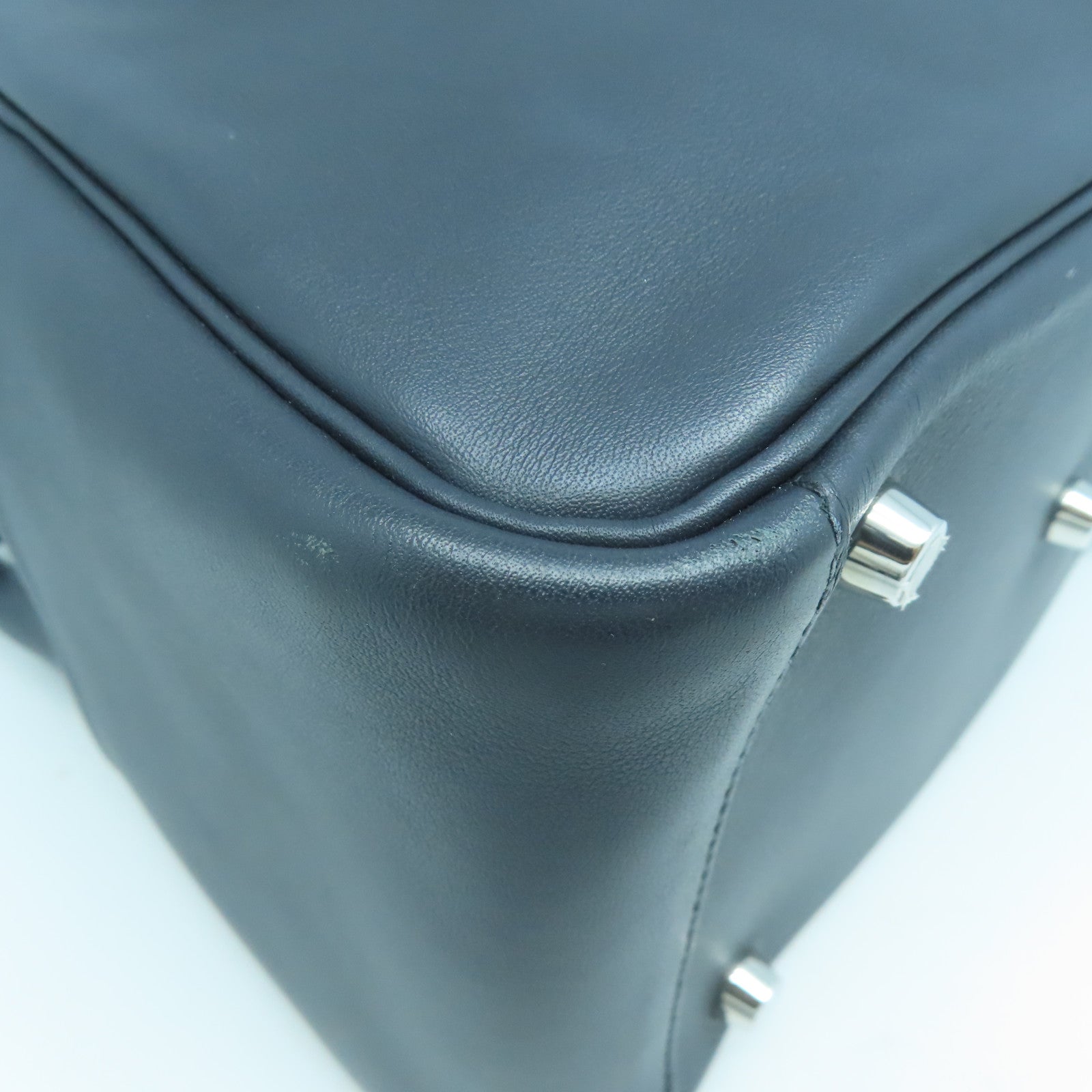 HERMES Swift皮革Lindy 26銀扣手挽肩背兩用袋深藍色