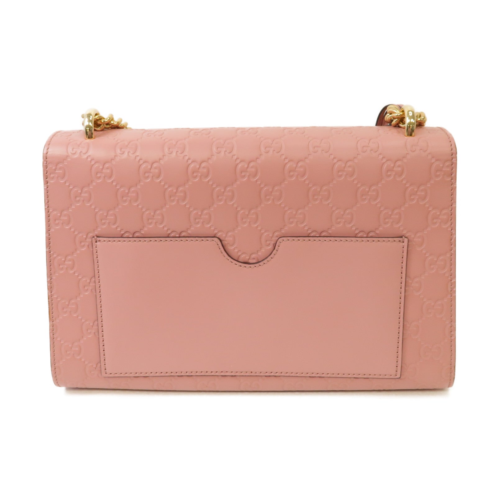GUCCI 牛皮皮革Chain Shoulder Bag金扣鏈帶肩背袋粉紅色