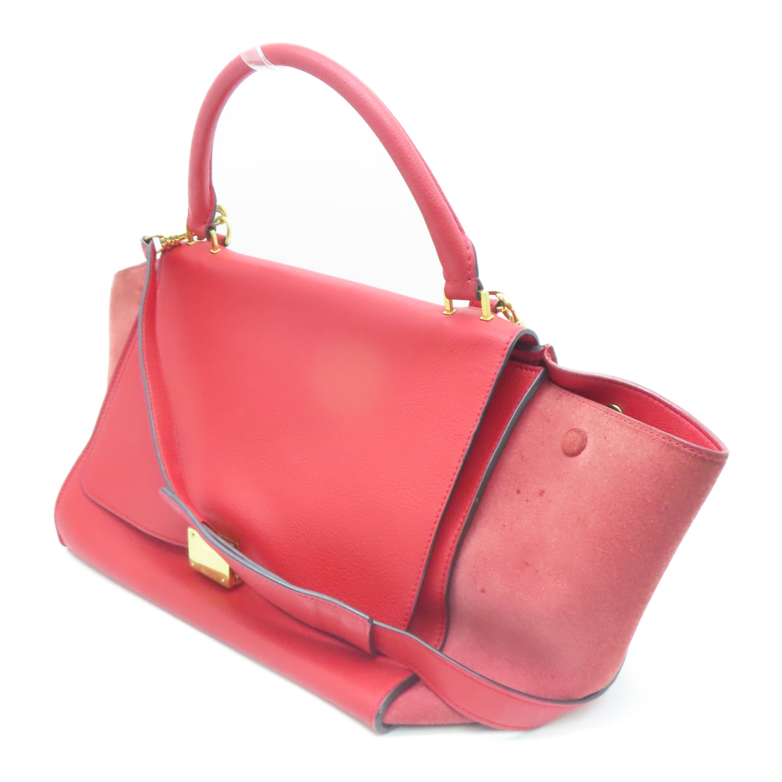 CELINE 牛皮皮革Trapze金扣手挽肩背两用袋红色
