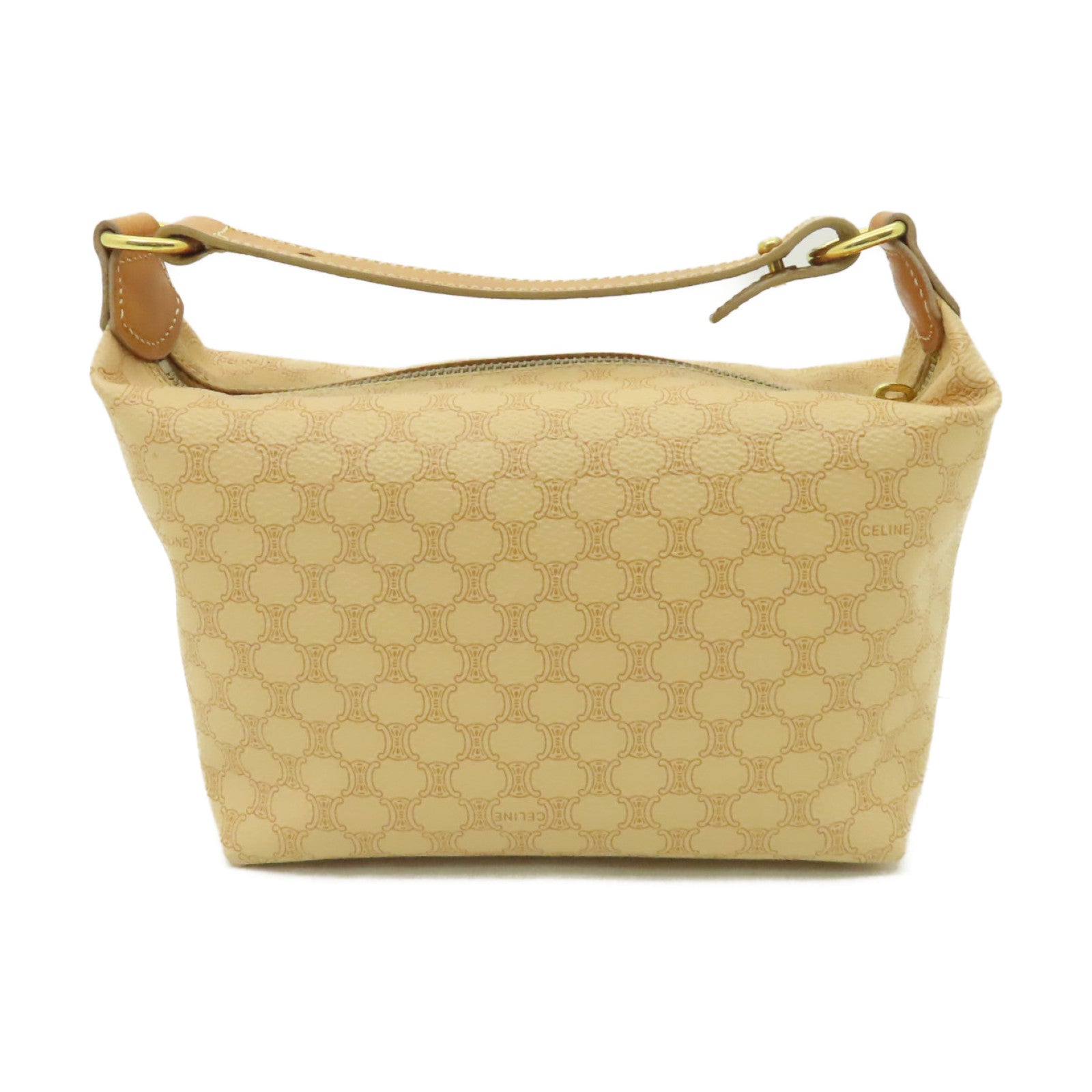 CELINE 塗層帆布Vintage Handbag金扣手挽袋棕色