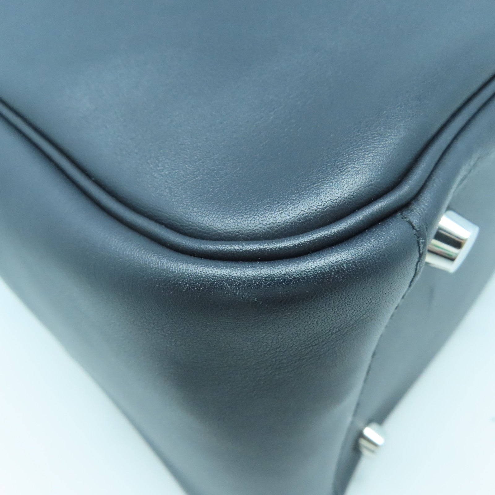 HERMES Swift皮革Lindy 26銀扣手挽肩背兩用袋深藍色