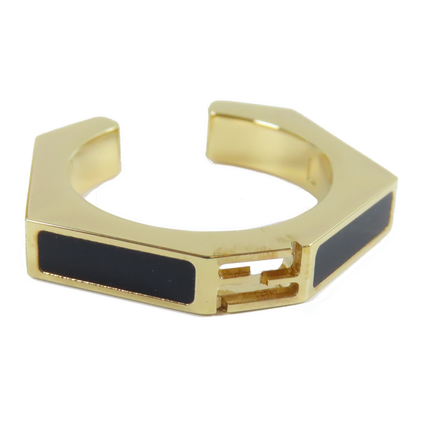 FENDI 金屬Ring戒指金色/黑色US#7.25