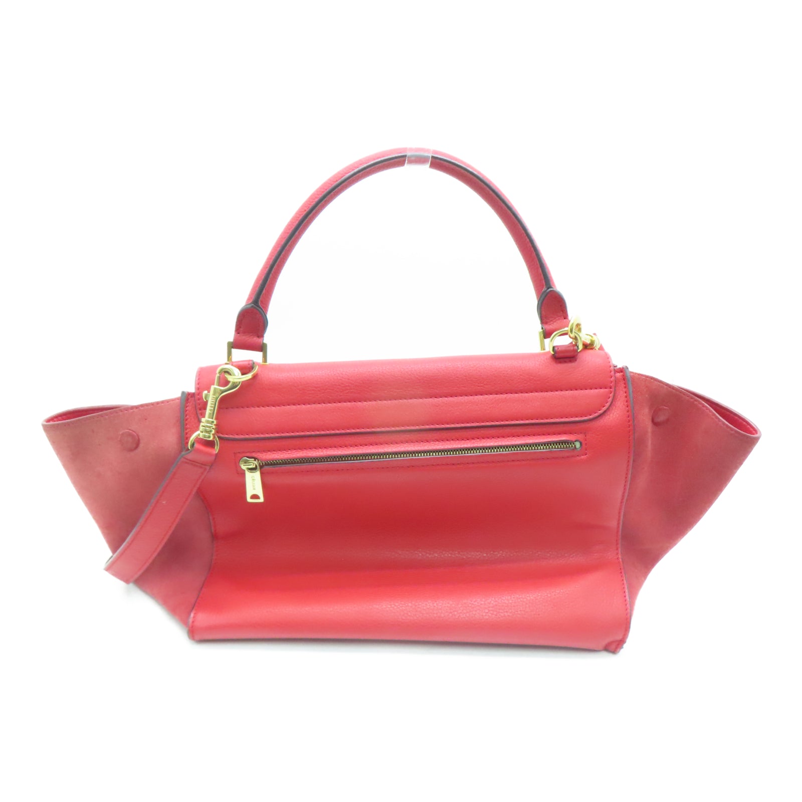 CELINE 牛皮皮革Trapze金扣手挽肩背两用袋红色
