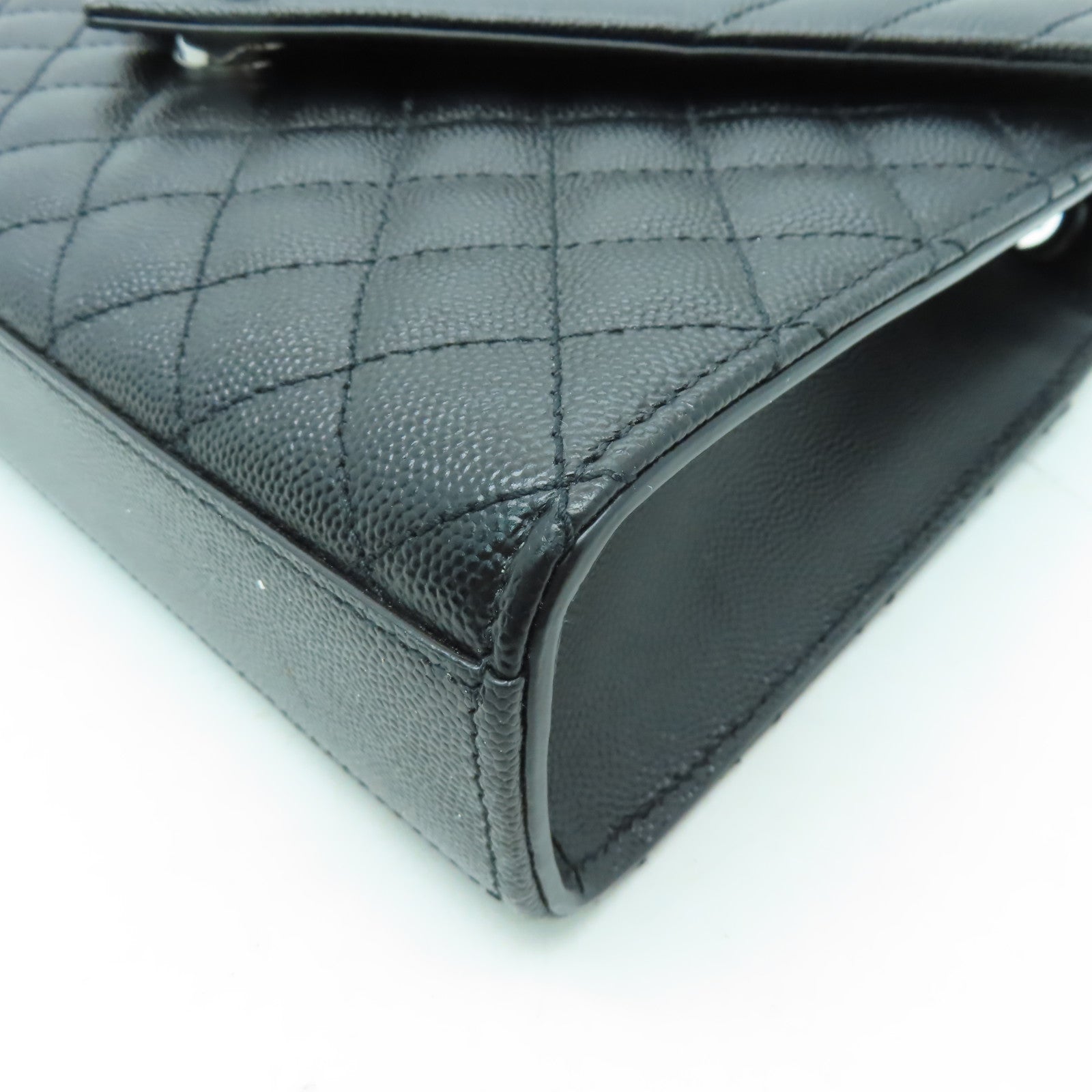 YVES SAINT LAURENT 牛皮皮革Envelope Flap Bag Medium黑扣鏈帶肩背袋黑色
