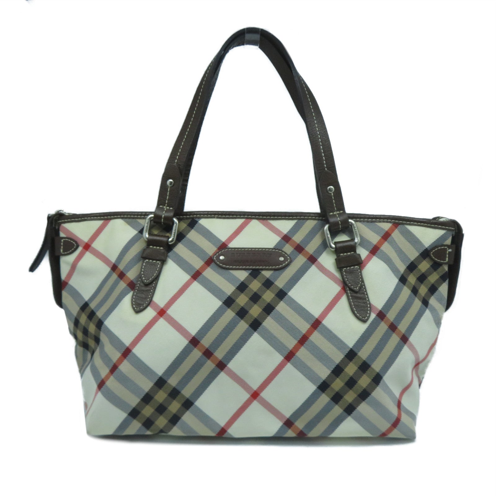 BURBERRY 帆布Shoulder Bag銀扣肩背袋啡色/米色