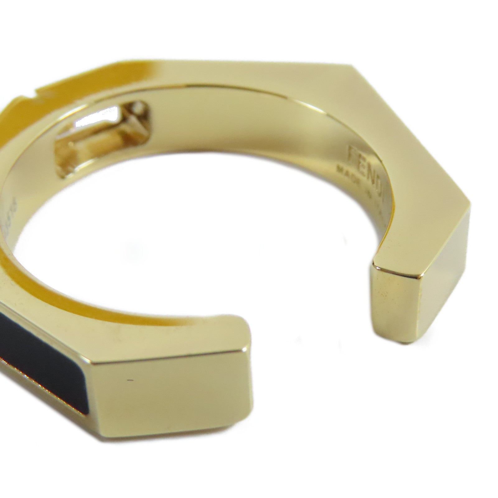 FENDI 金屬Ring戒指金色/黑色US#7.25