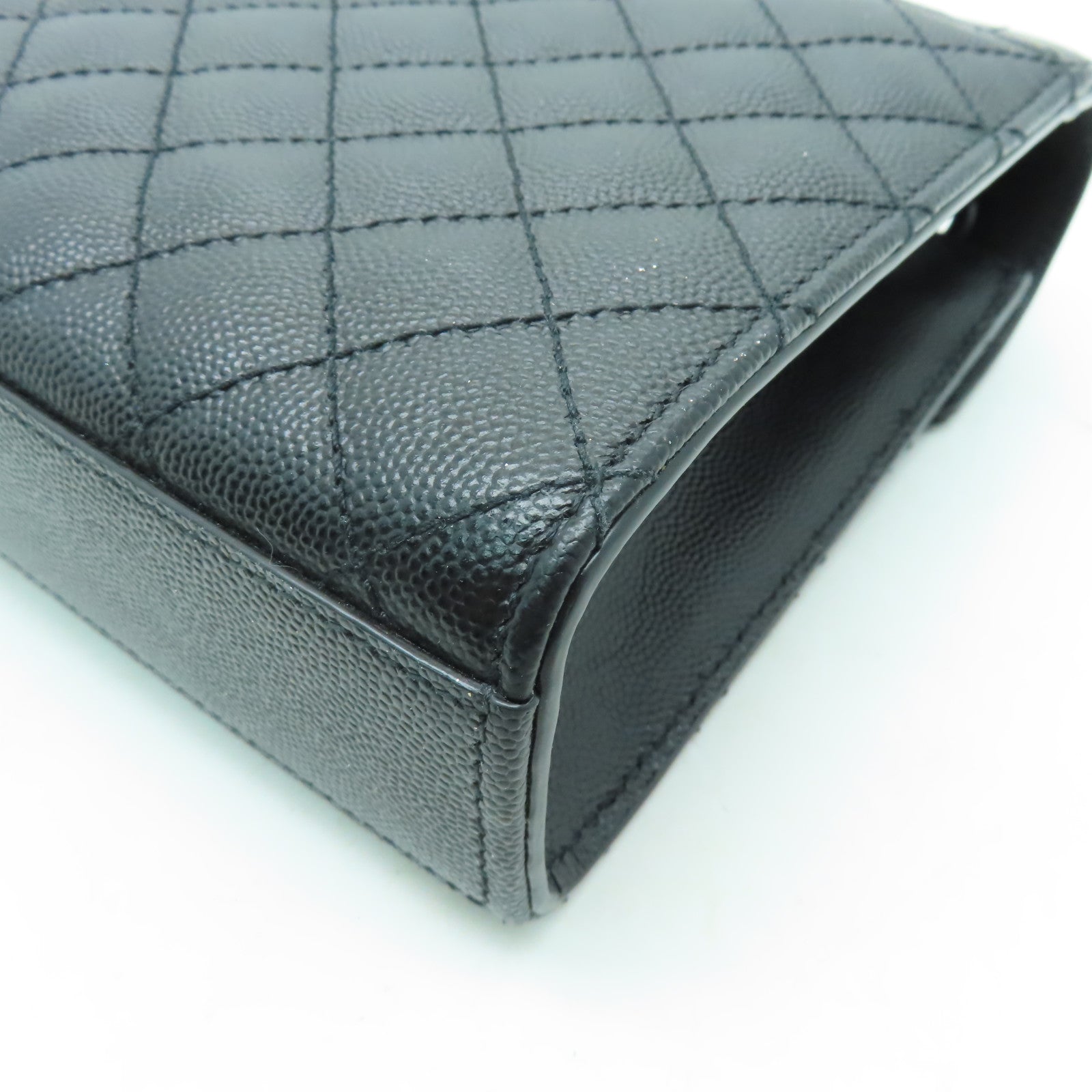 YVES SAINT LAURENT 牛皮皮革Envelope Flap Bag Medium黑扣鏈帶肩背袋黑色