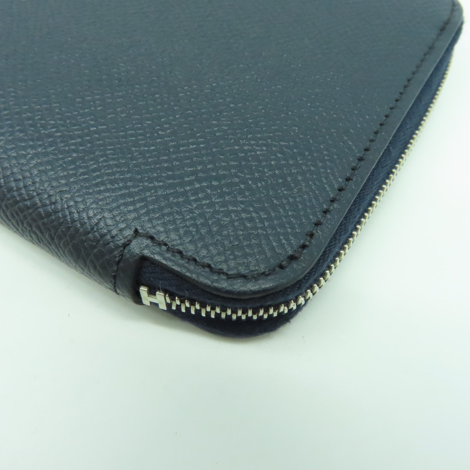 HERMES Epsom皮革Silkin Long Wallet銀扣長錢包Bleu Nuit午夜藍色