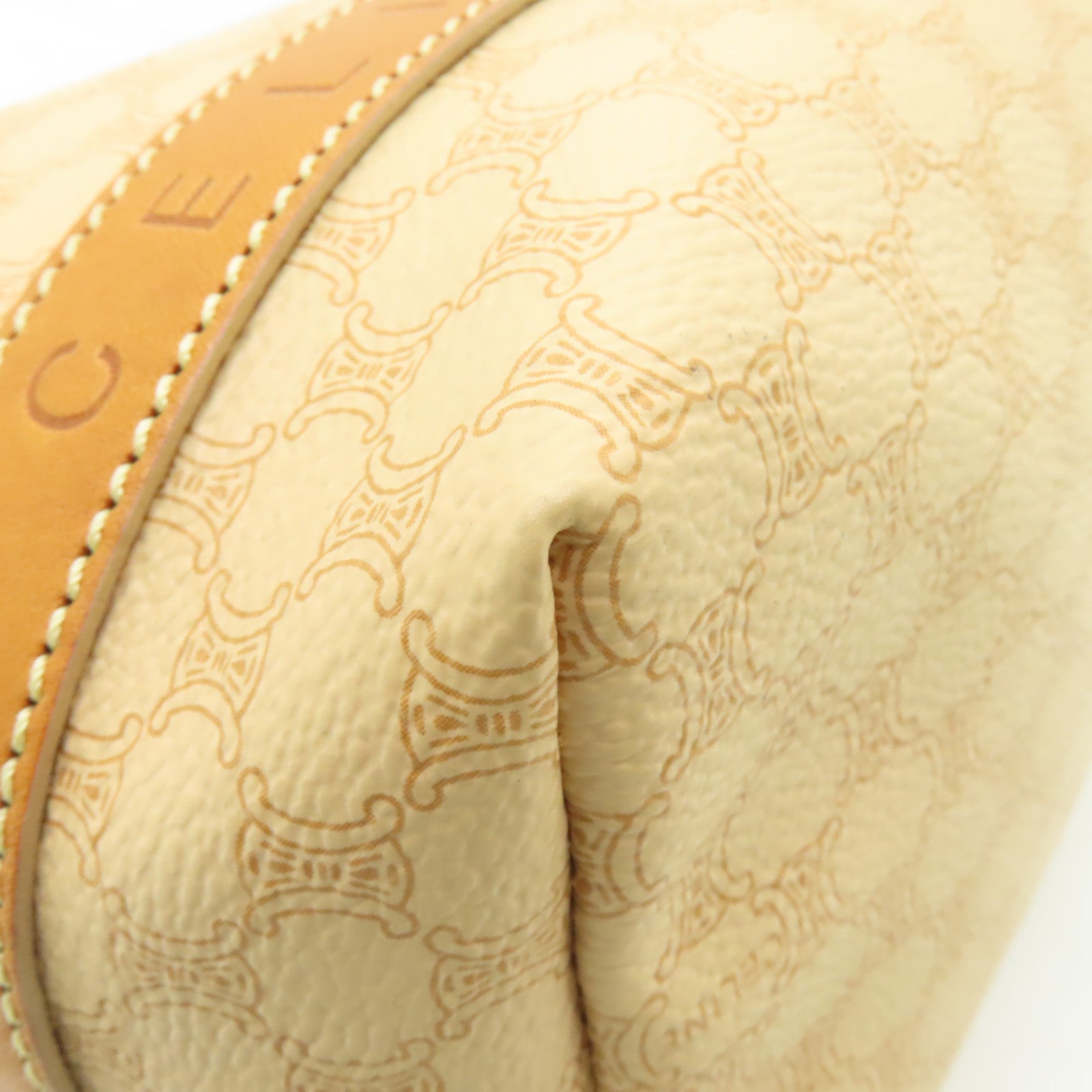 CELINE 塗層帆布Vintage Handbag金扣手挽袋棕色