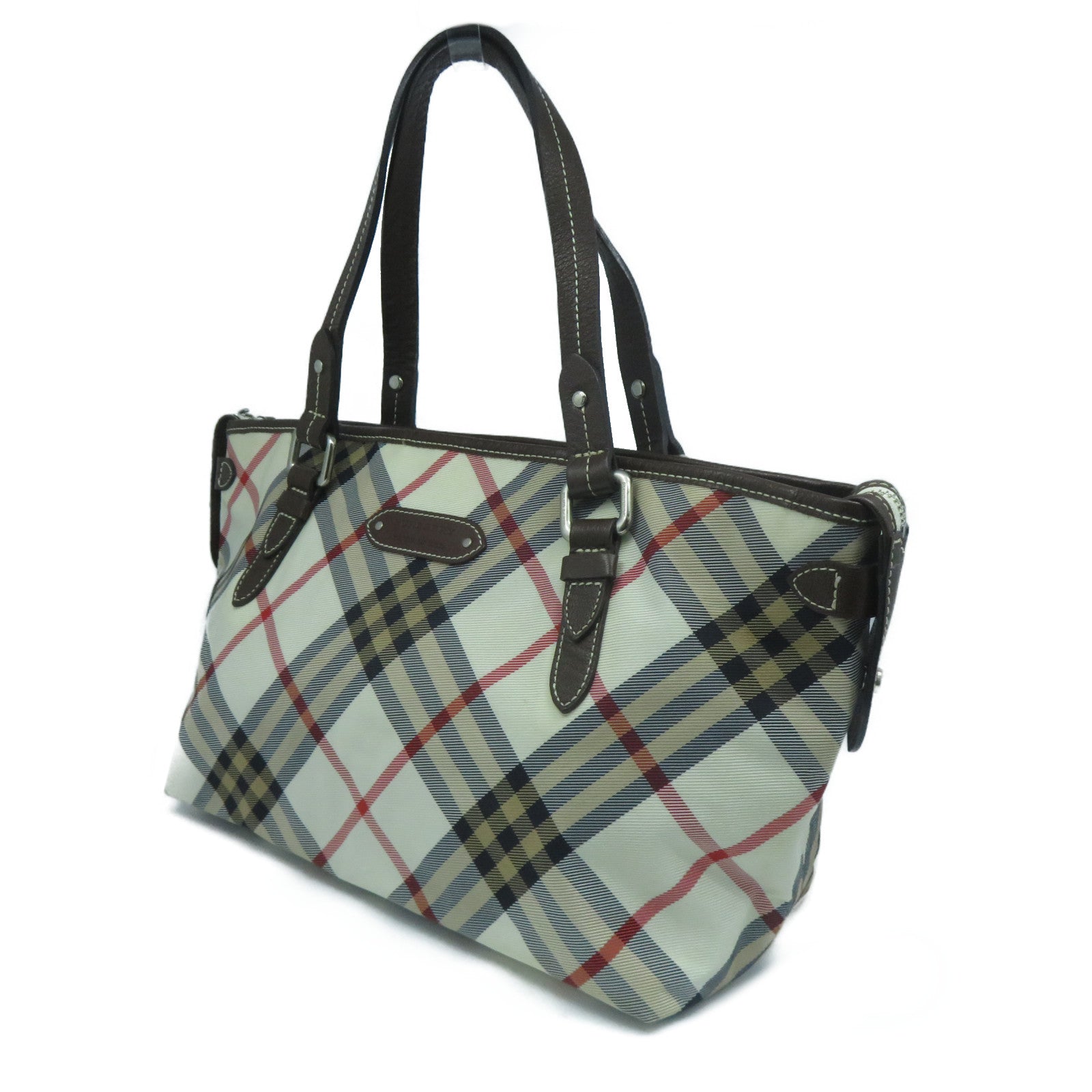 BURBERRY 帆布Shoulder Bag銀扣肩背袋啡色/米色