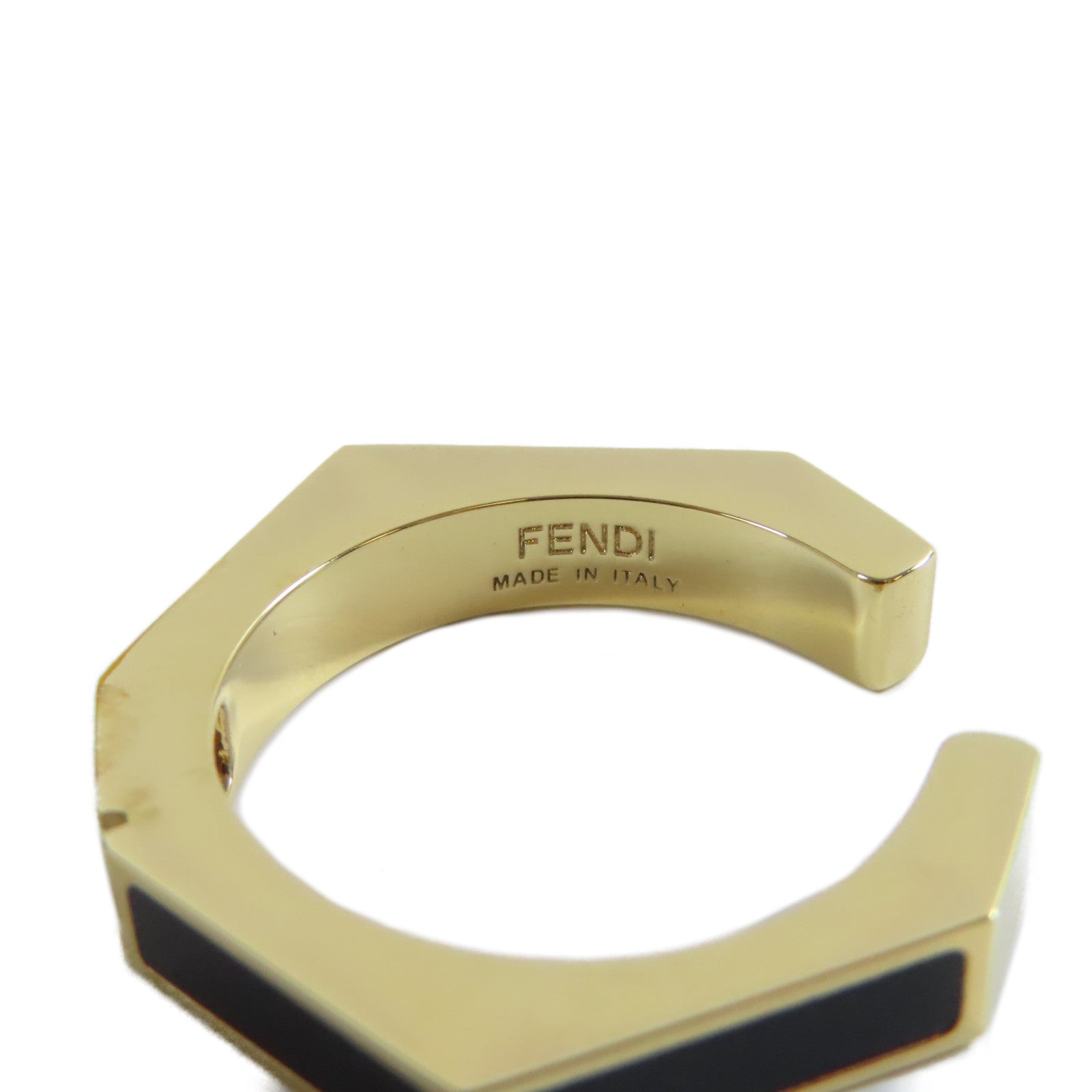 FENDI 金屬Ring戒指金色/黑色US#7.25
