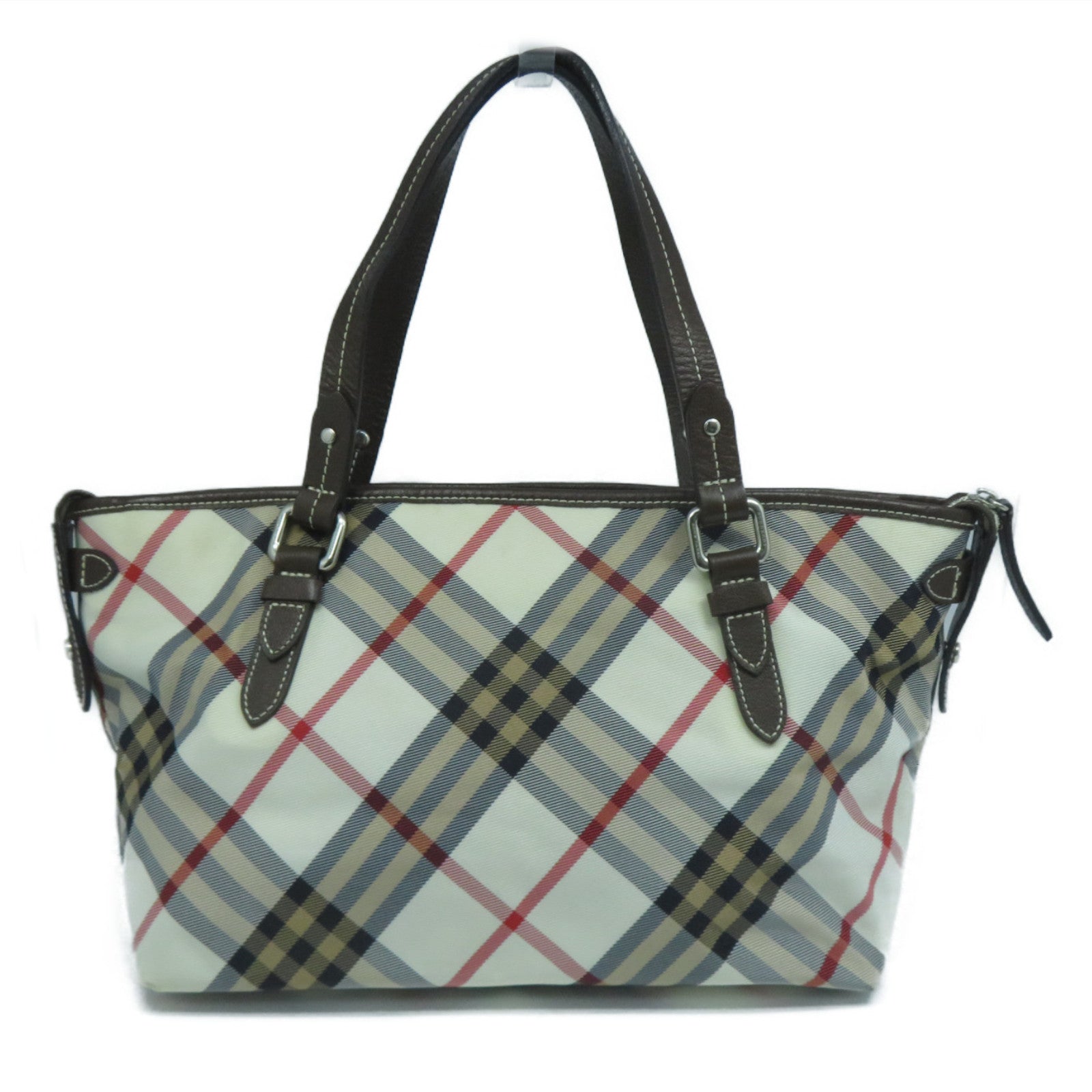 BURBERRY 帆布Shoulder Bag銀扣肩背袋啡色/米色