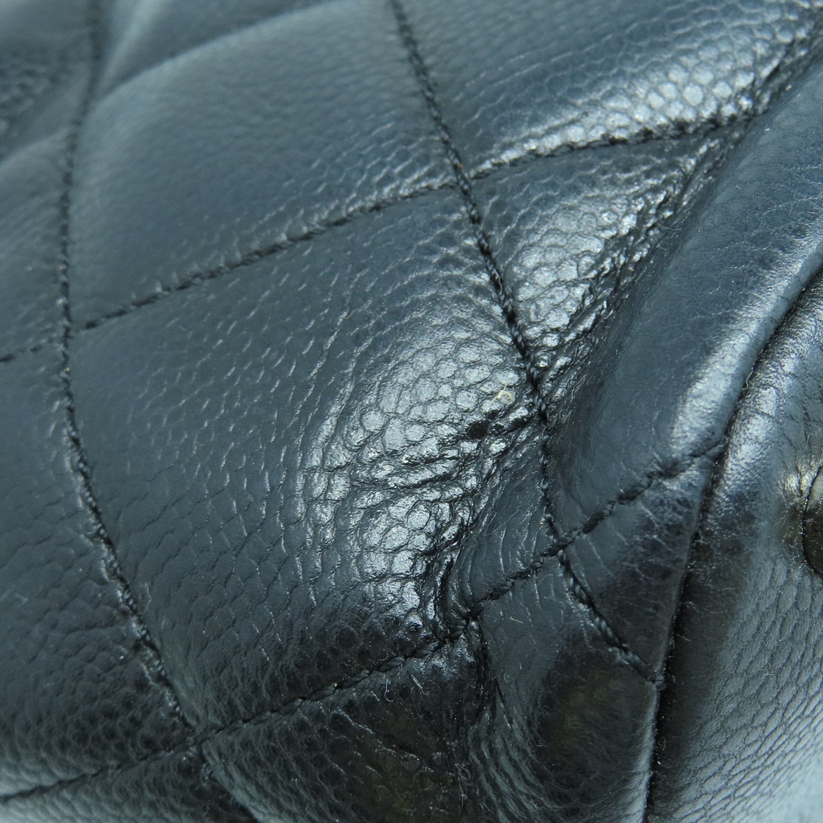 CHANEL 菱格牛皮皮革Chain Shoulder Bag银扣链带肩背袋黑色