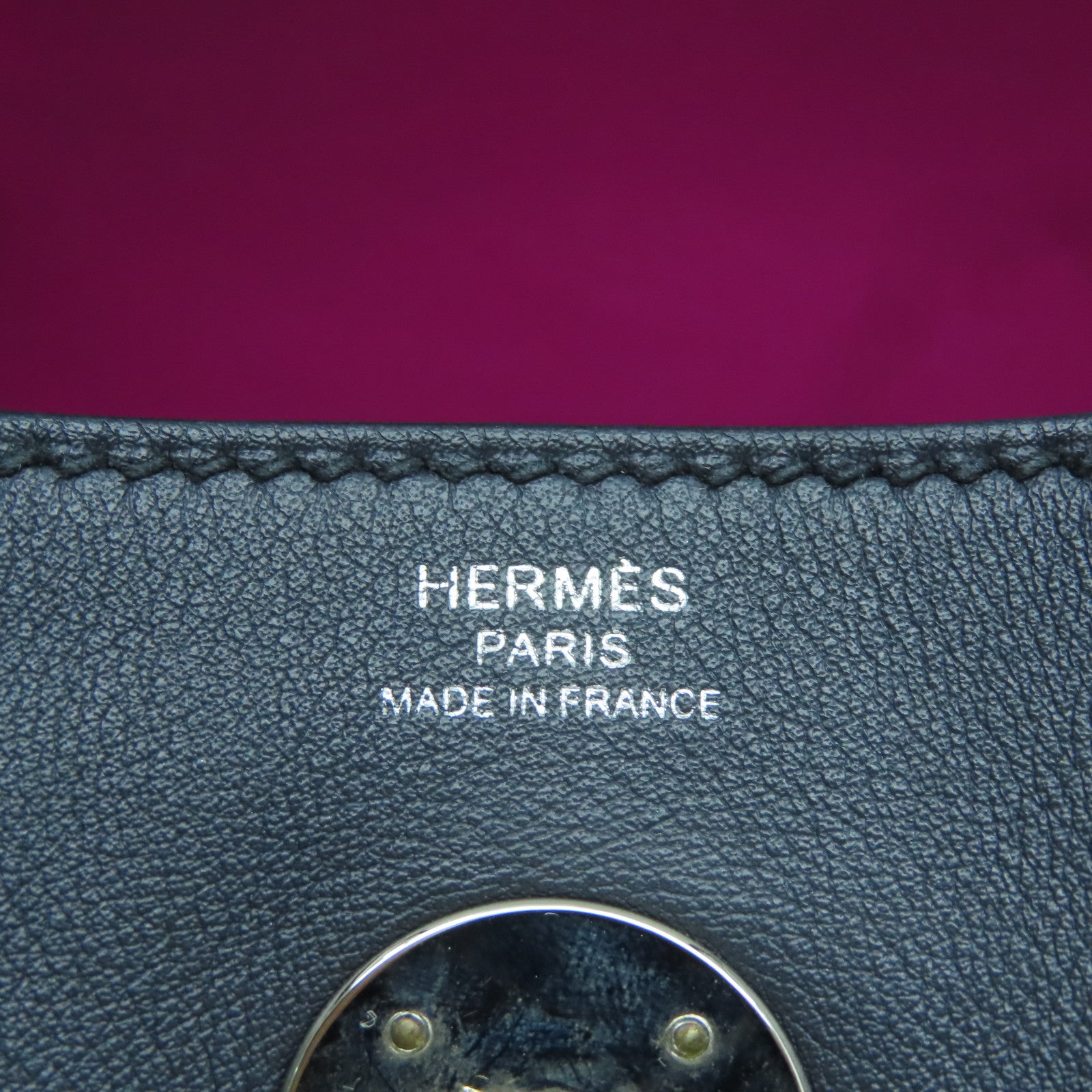 HERMES Swift皮革Lindy 26銀扣手挽肩背兩用袋深藍色