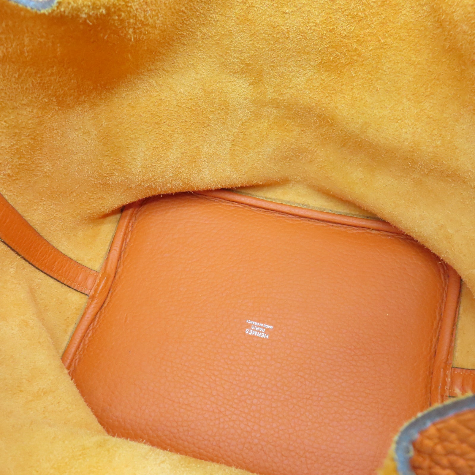 HERMES Taurillon Clemence皮革Picotin MM銀扣手挽袋橙色
