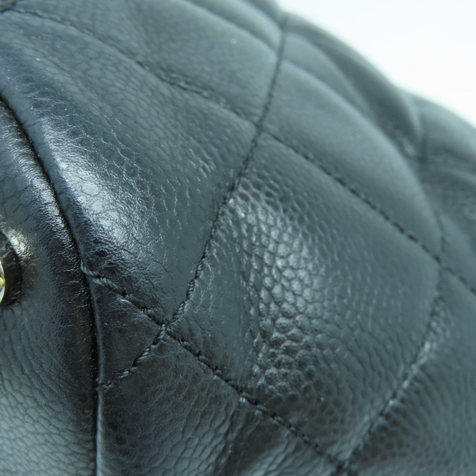 CHANEL 菱格牛皮皮革Chain Shoulder Bag银扣链带肩背袋黑色