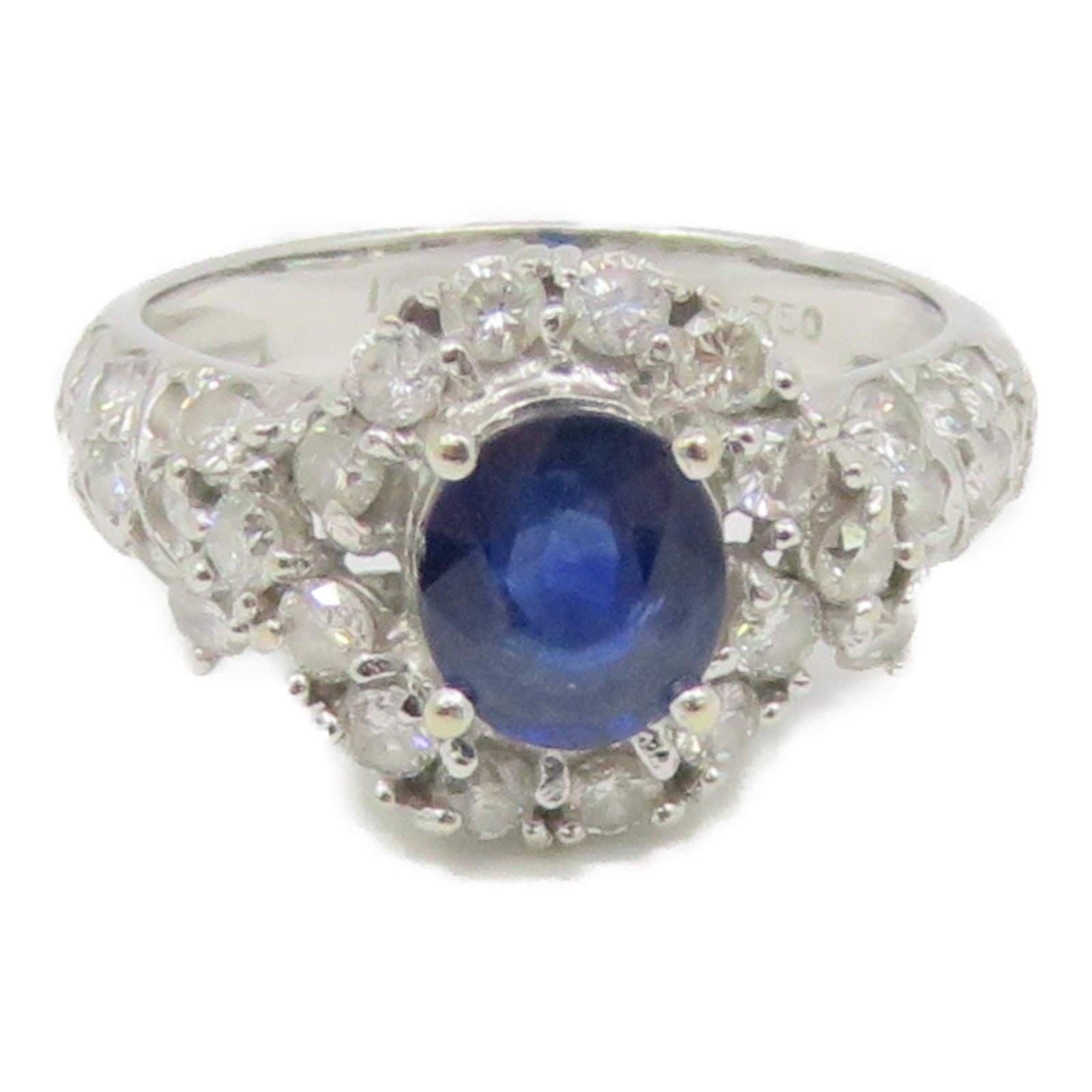 JEWELRY 【激减优惠】18K白金Sapphire Ring蓝宝石戒指US#4.5