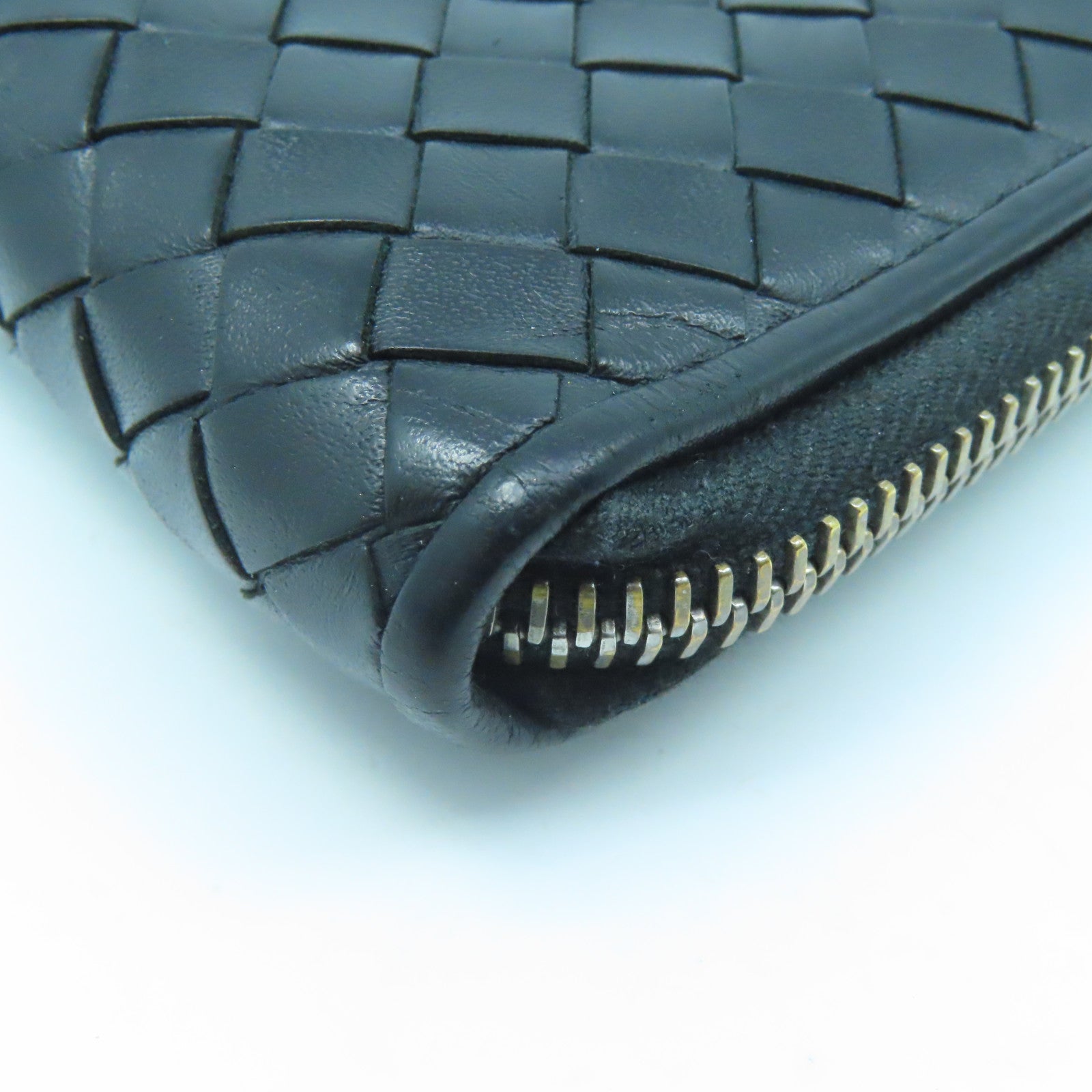 BOTTEGA VENETA 織紋皮革Zipper Wallet金扣錢包黑色