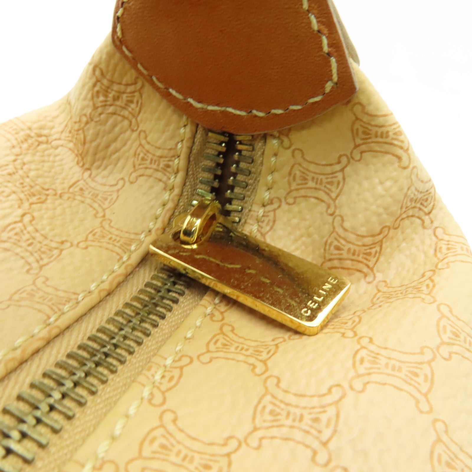 CELINE 塗層帆布Vintage Handbag金扣手挽袋棕色