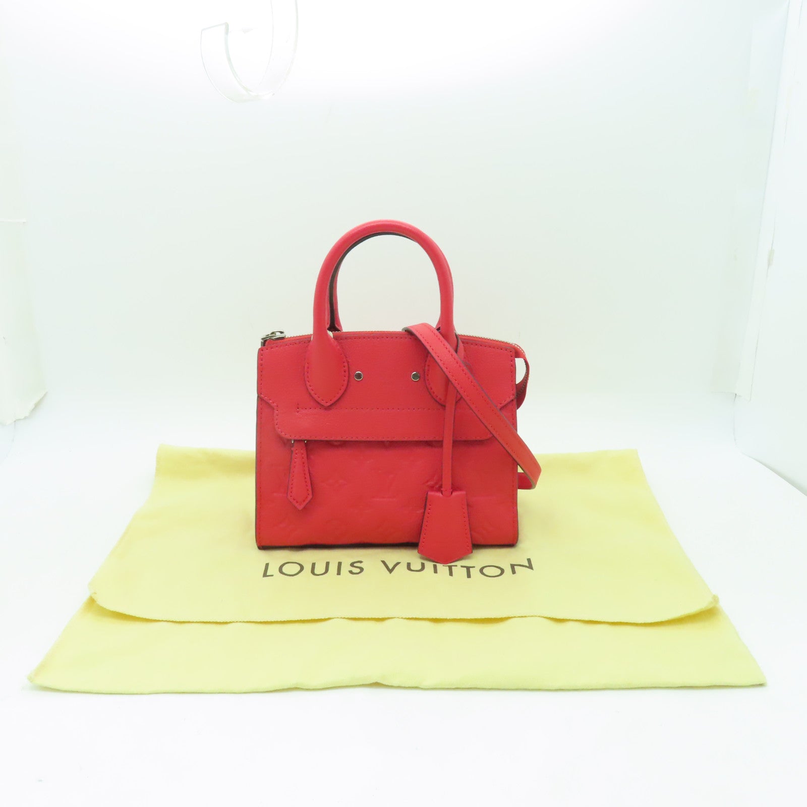 LOUIS VUITTON Monogram Empreinte Pont Neuf銀扣手挽肩背兩用袋紅色