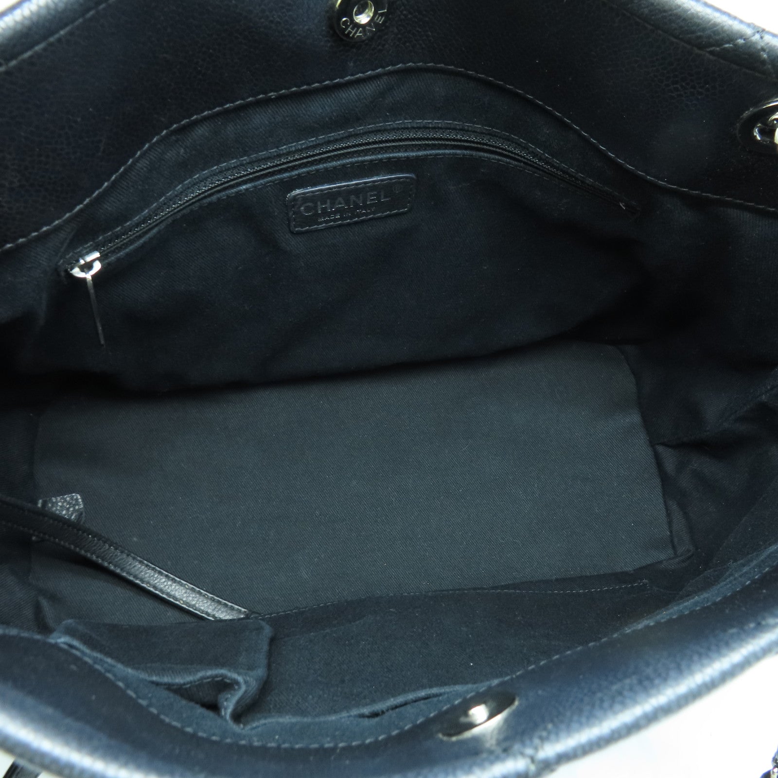 CHANEL 菱格牛皮皮革Chain Shoulder Bag银扣链带肩背袋黑色