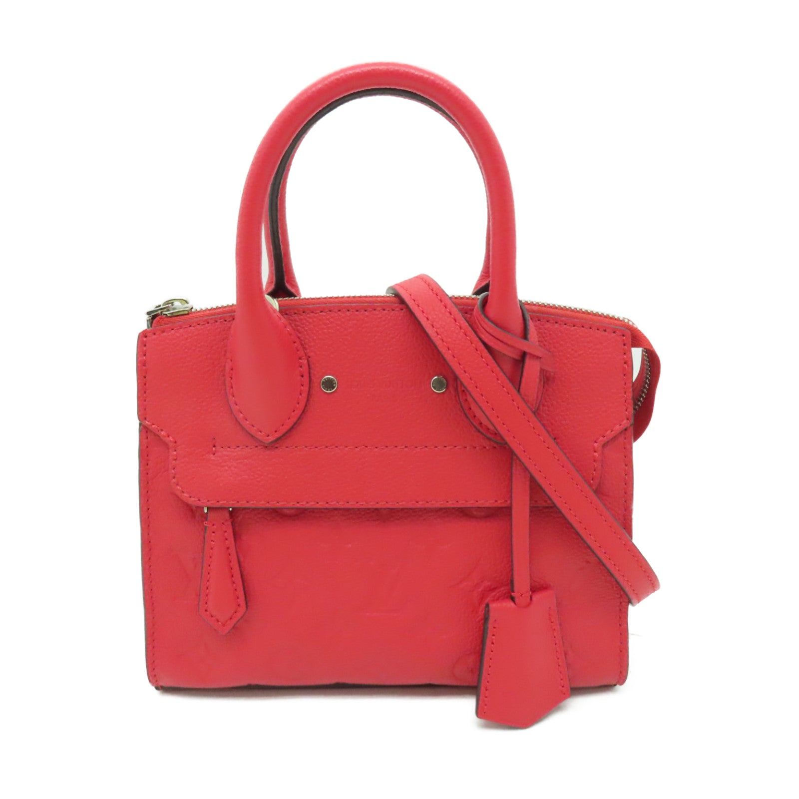LOUIS VUITTON Monogram Empreinte Pont Neuf銀扣手挽肩背兩用袋紅色