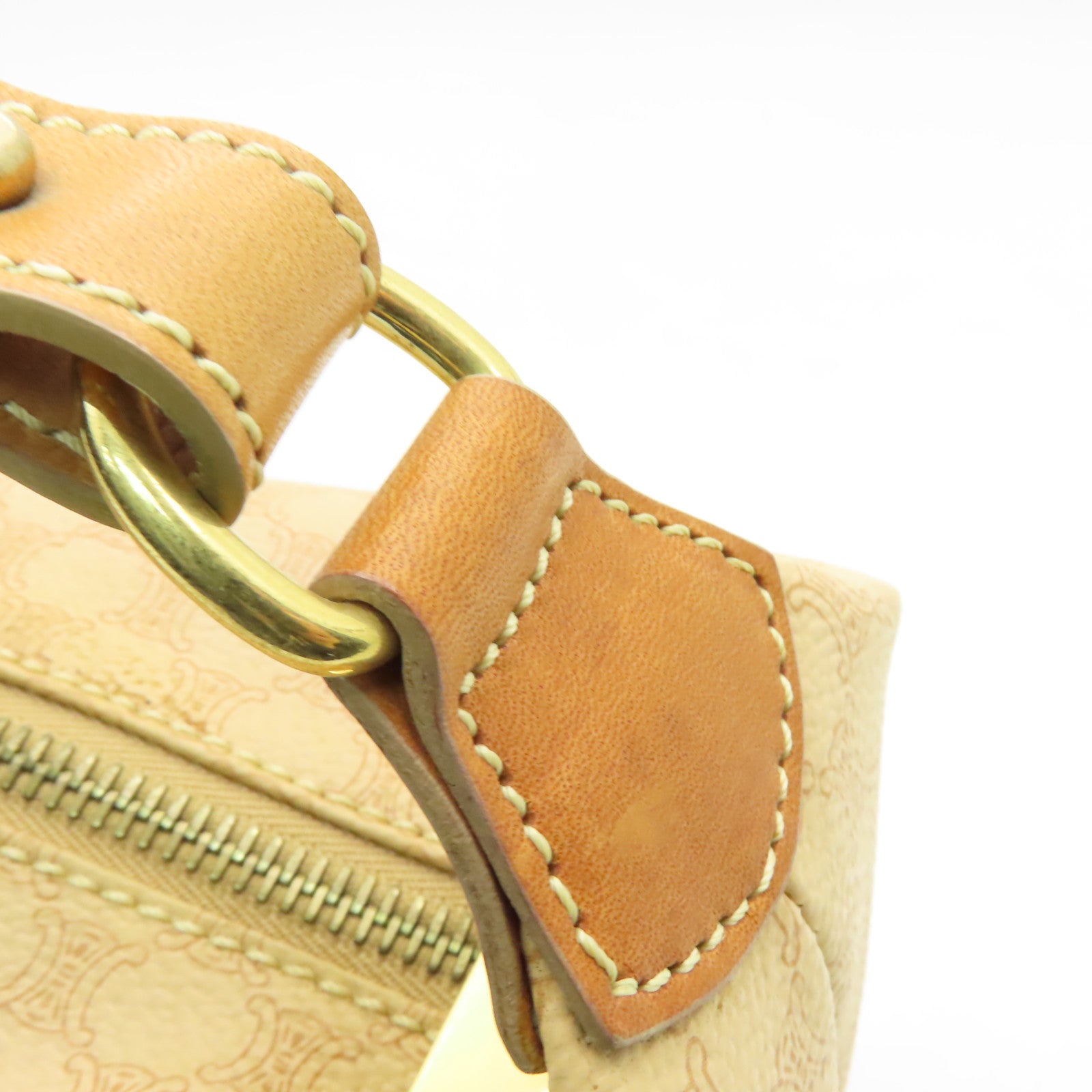 CELINE 塗層帆布Vintage Handbag金扣手挽袋棕色