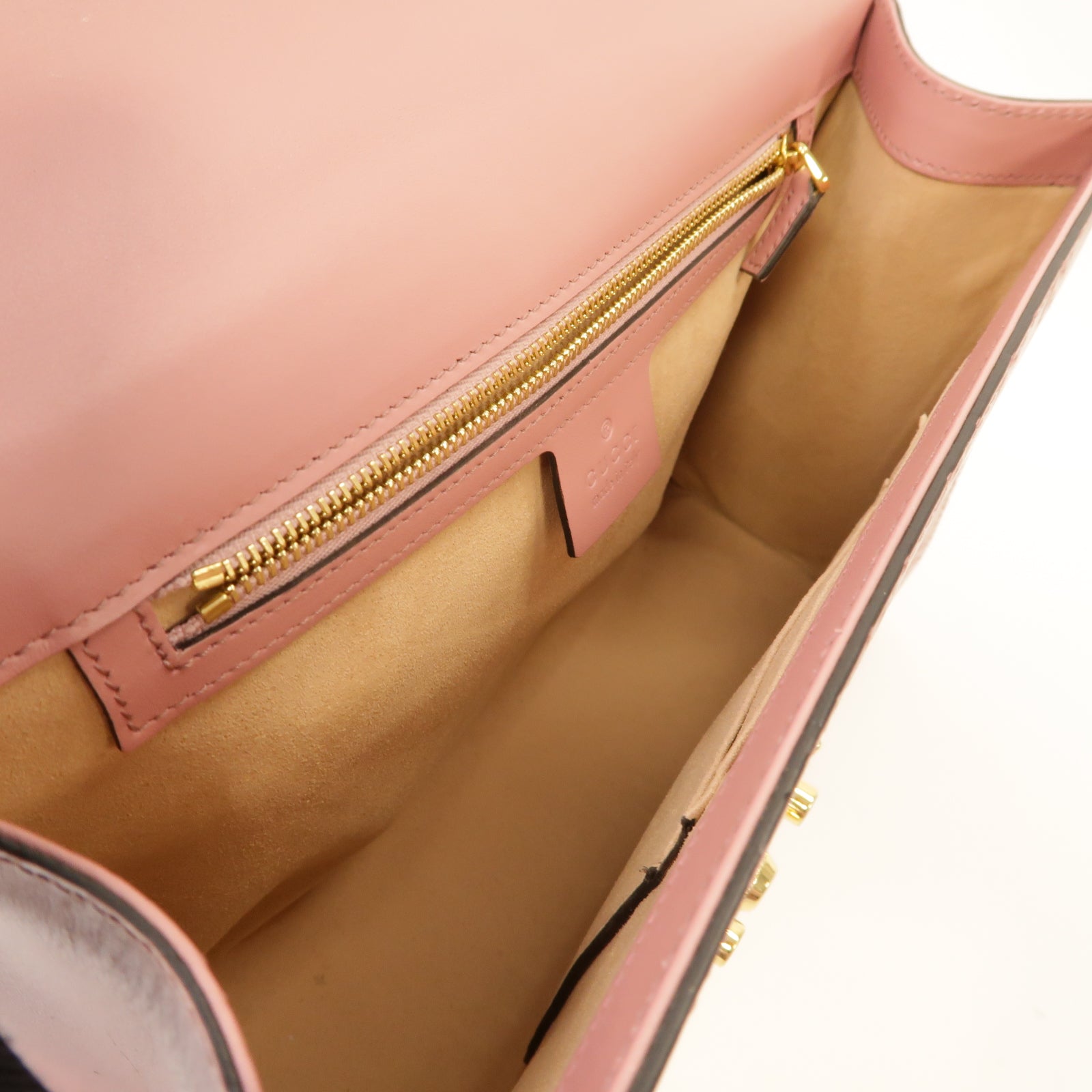 GUCCI 牛皮皮革Chain Shoulder Bag金扣鏈帶肩背袋粉紅色
